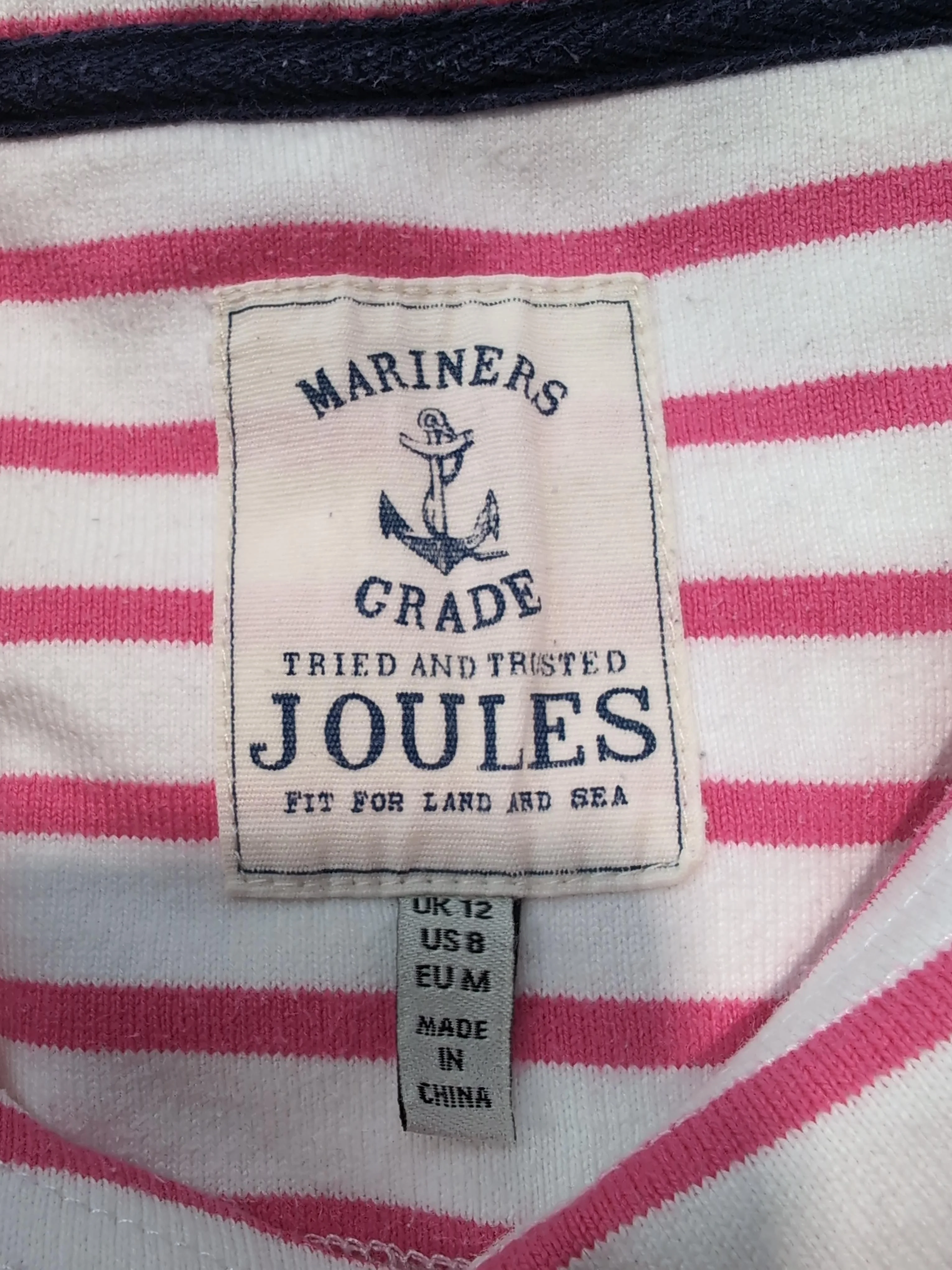 Joules Women's Top M Multi Striped 100% Cotton 3/4 Sleeve Round Neck Basic - Image 7