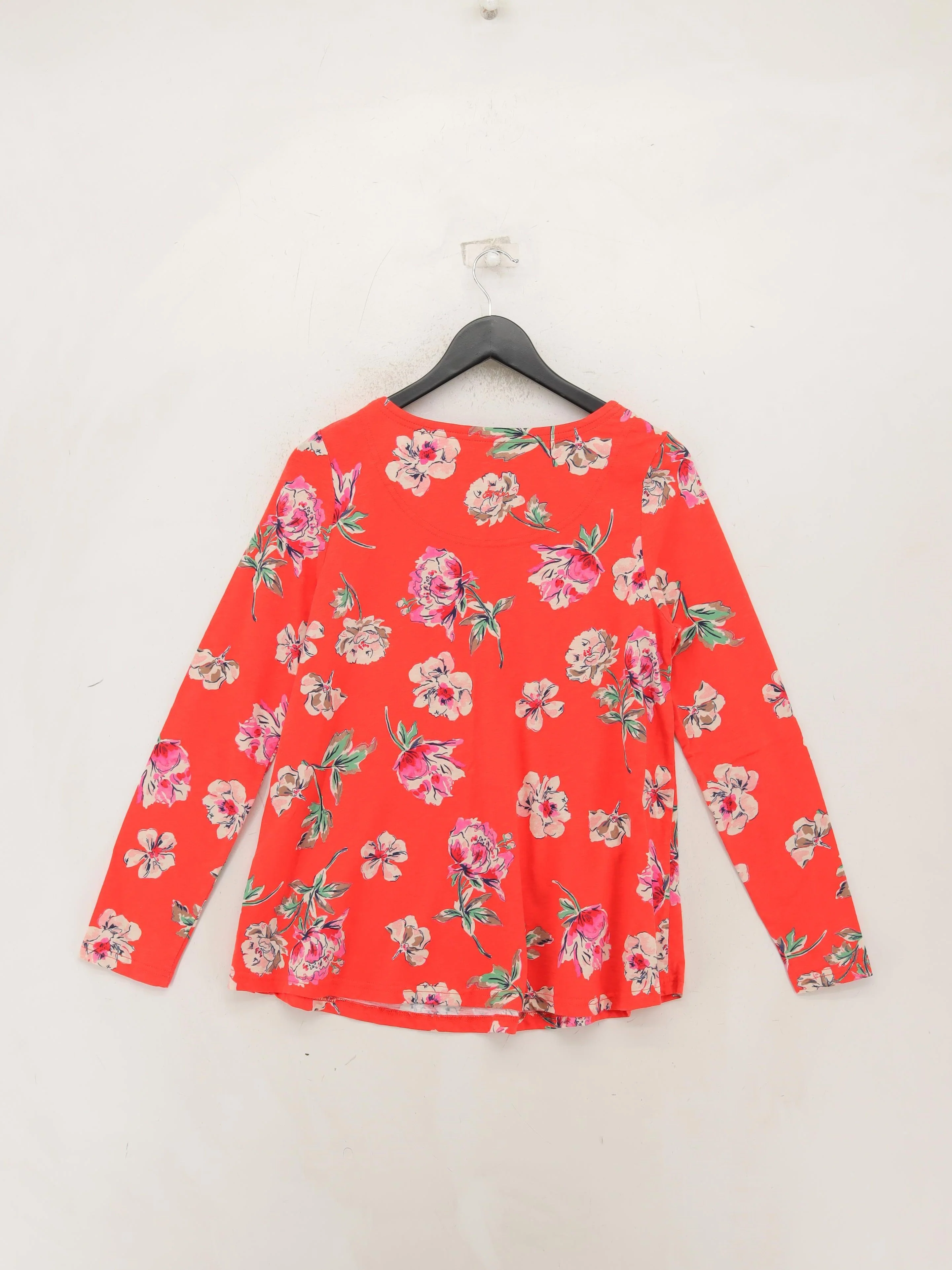 Joules Women's Top M Red Floral 100% Cotton Long Sleeve Round Neck Basic - Image 2
