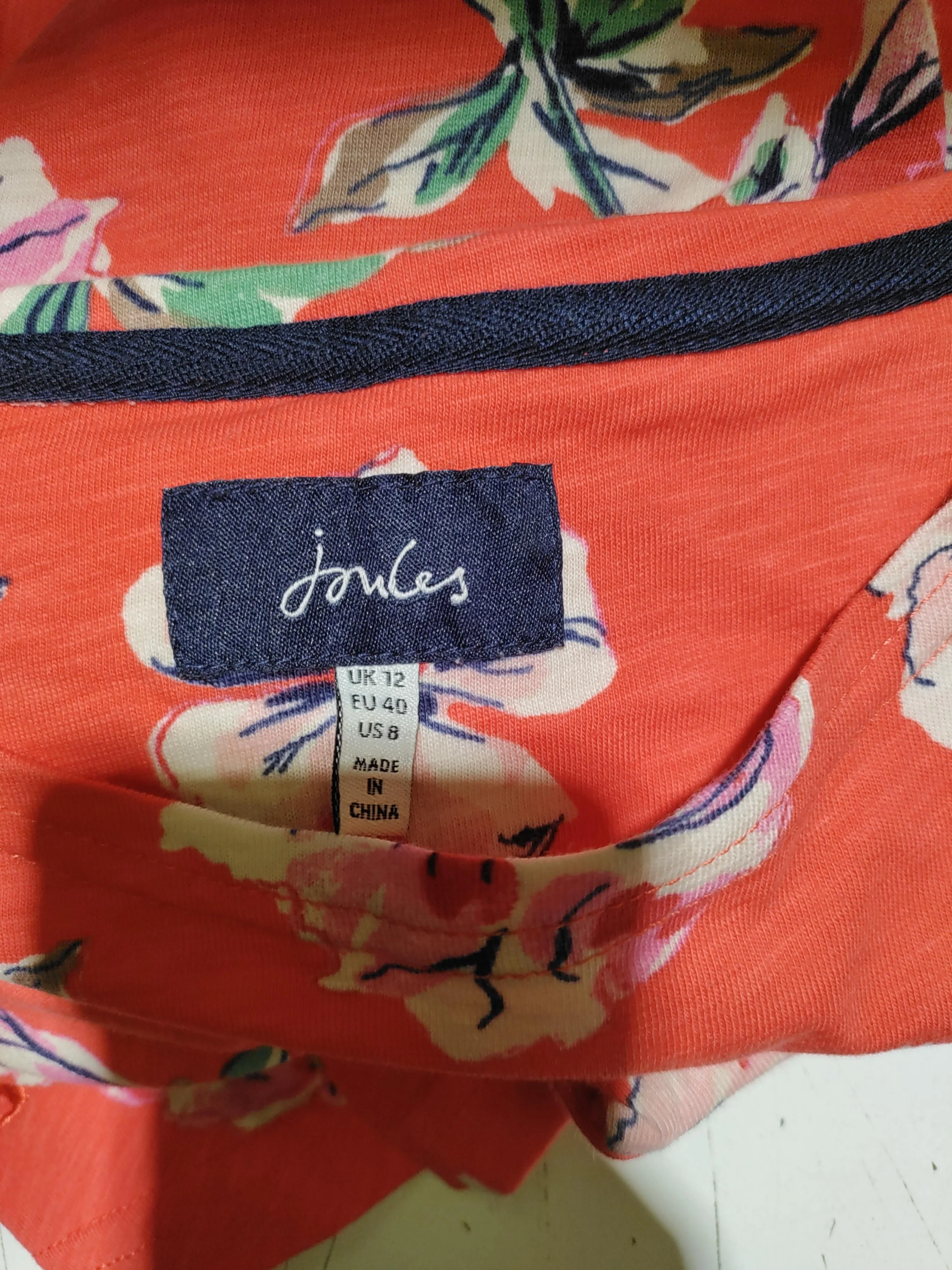 Joules Women's Top M Red Floral 100% Cotton Long Sleeve Round Neck Basic - Image 5