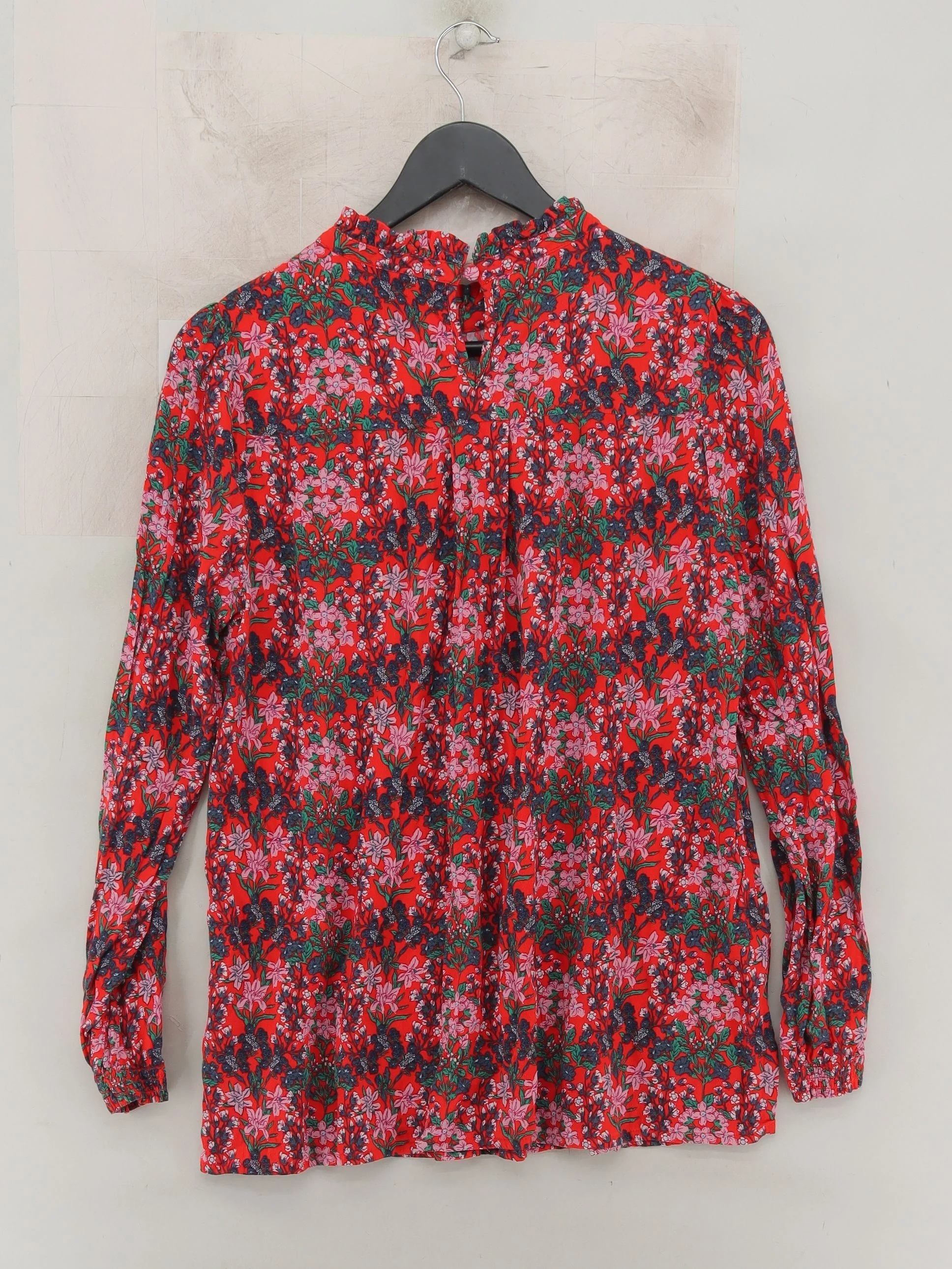 Joules Women's Top M Red Floral 100% Viscose Long Sleeve High Neck Basic - Image 2
