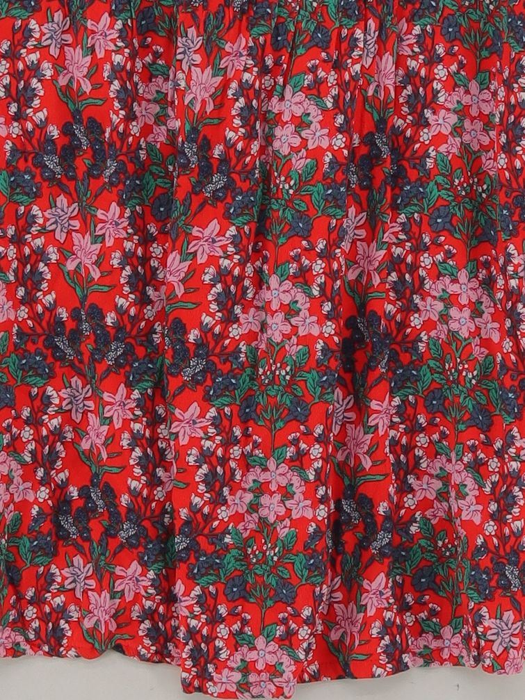 Joules Women's Top M Red Floral 100% Viscose Long Sleeve High Neck Basic - Image 4