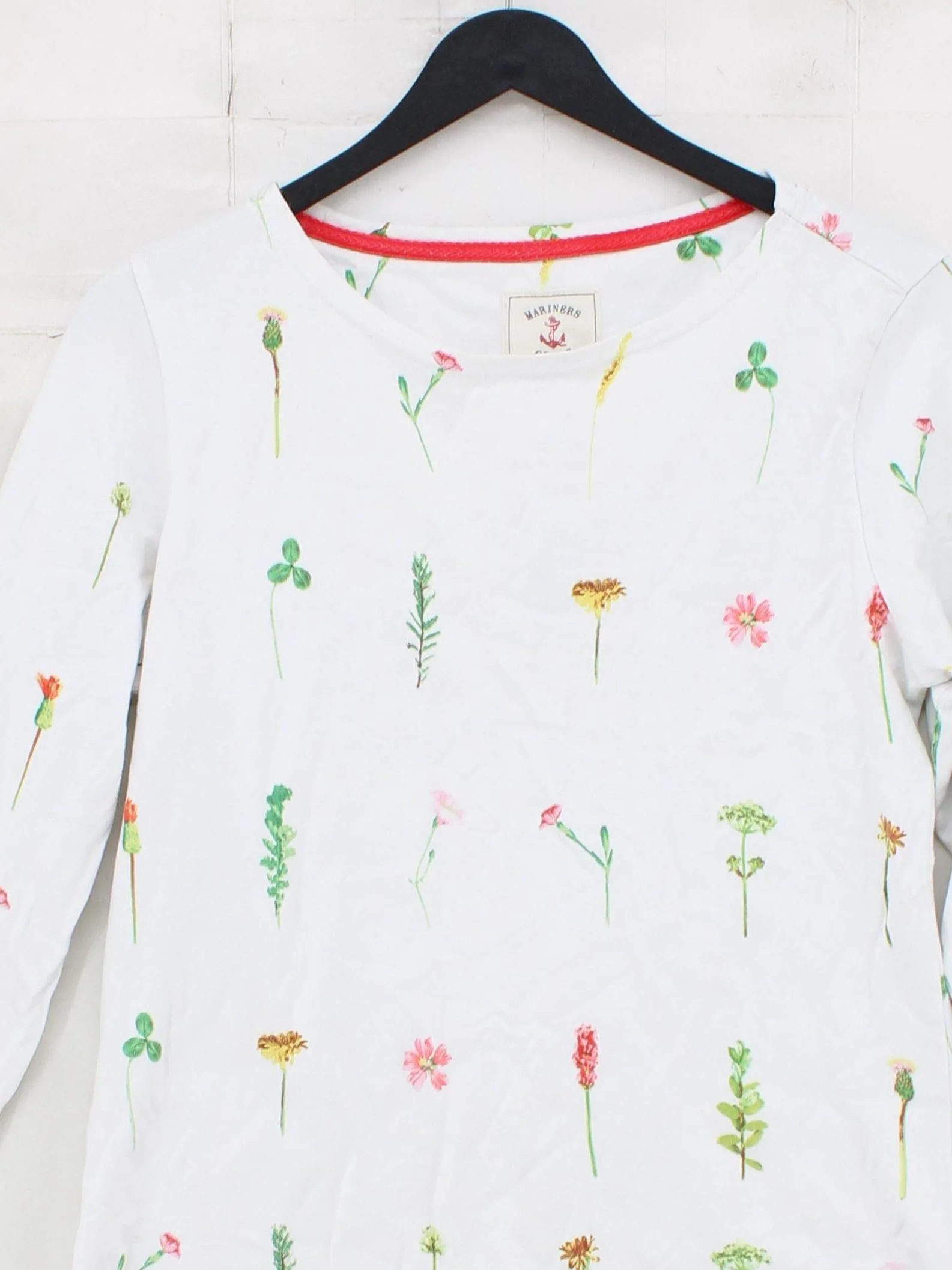 Joules Women's Top M White Floral 100% Cotton Long Sleeve Round Neck Basic - Image 3