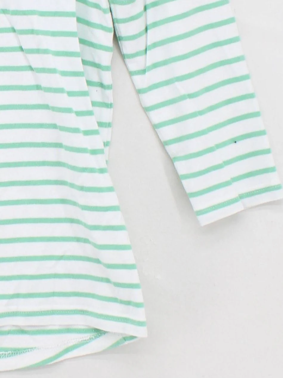 Joules Women's Top M White Striped 100% Cotton 3/4 Sleeve Round Neck Basic - Image 4
