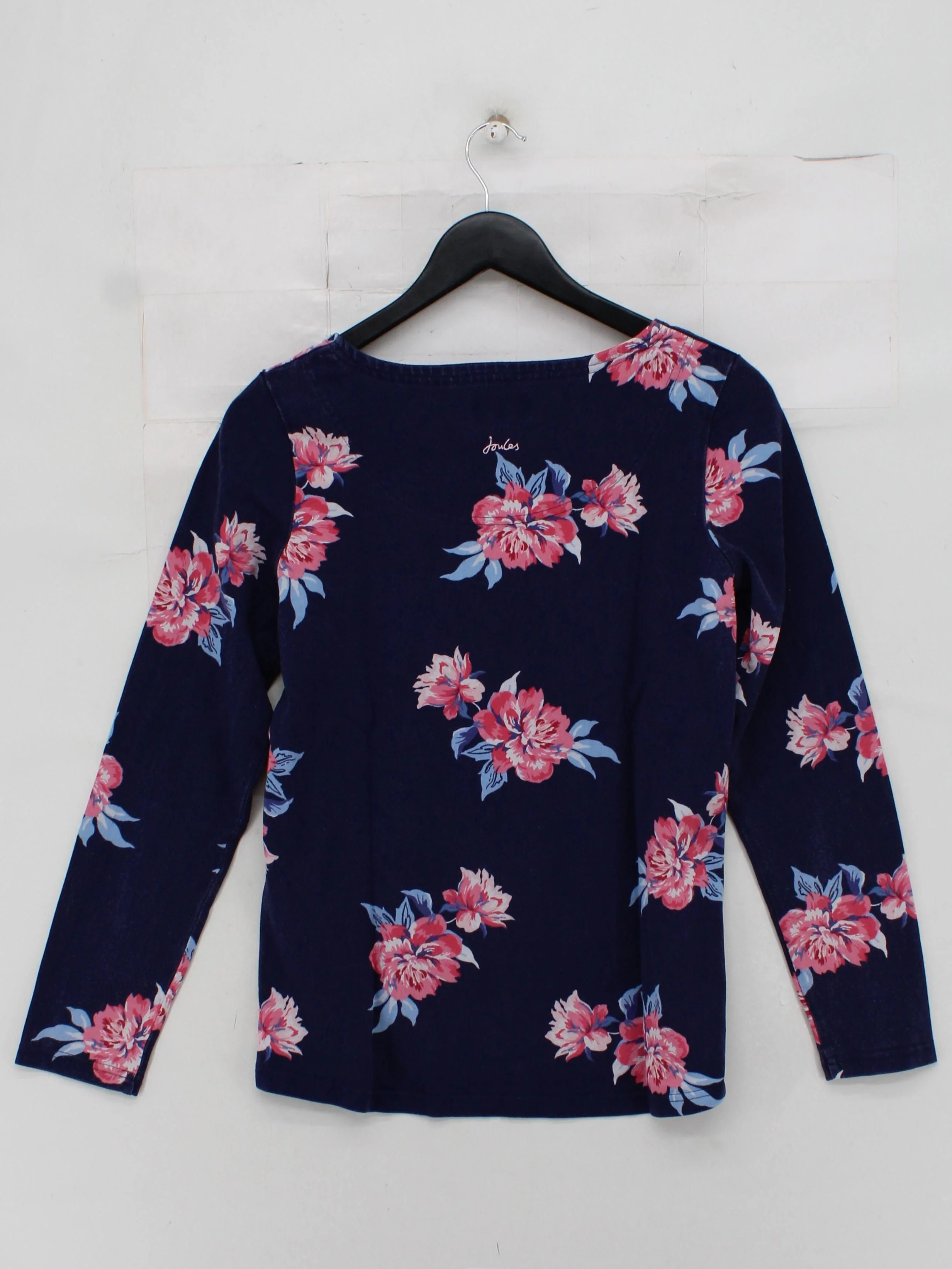 Joules Women's Top S Blue Floral 100% Cotton Long Sleeve Round Neck Basic - Image 2
