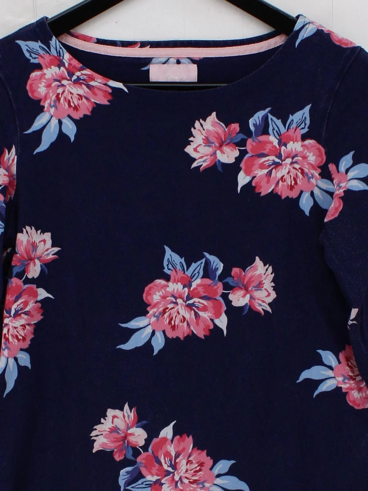 Joules Women's Top S Blue Floral 100% Cotton Long Sleeve Round Neck Basic - Image 3