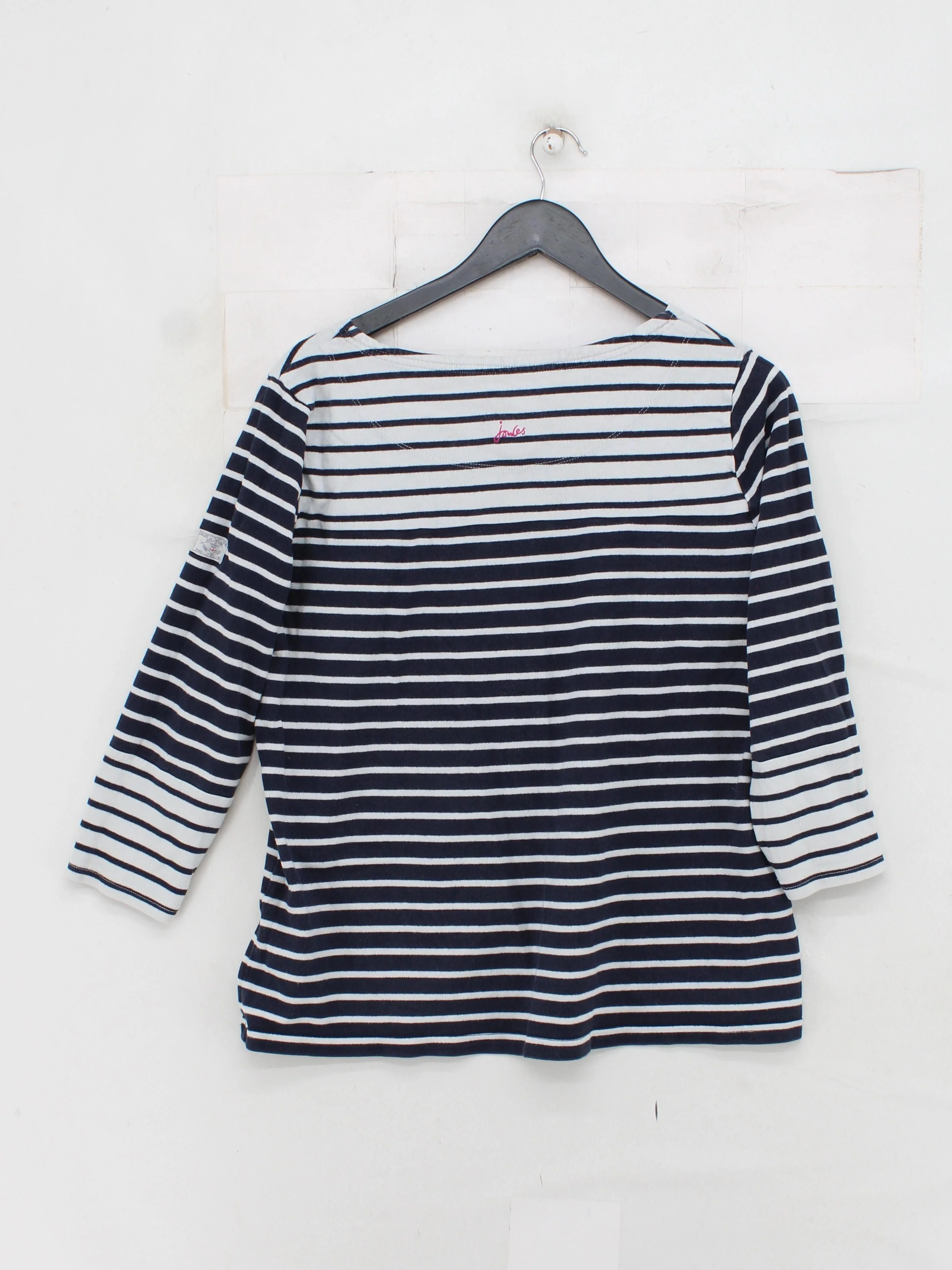 Joules Women's Top S Blue Striped 100% Other 3/4 Sleeve Round Neck Basic - Image 2