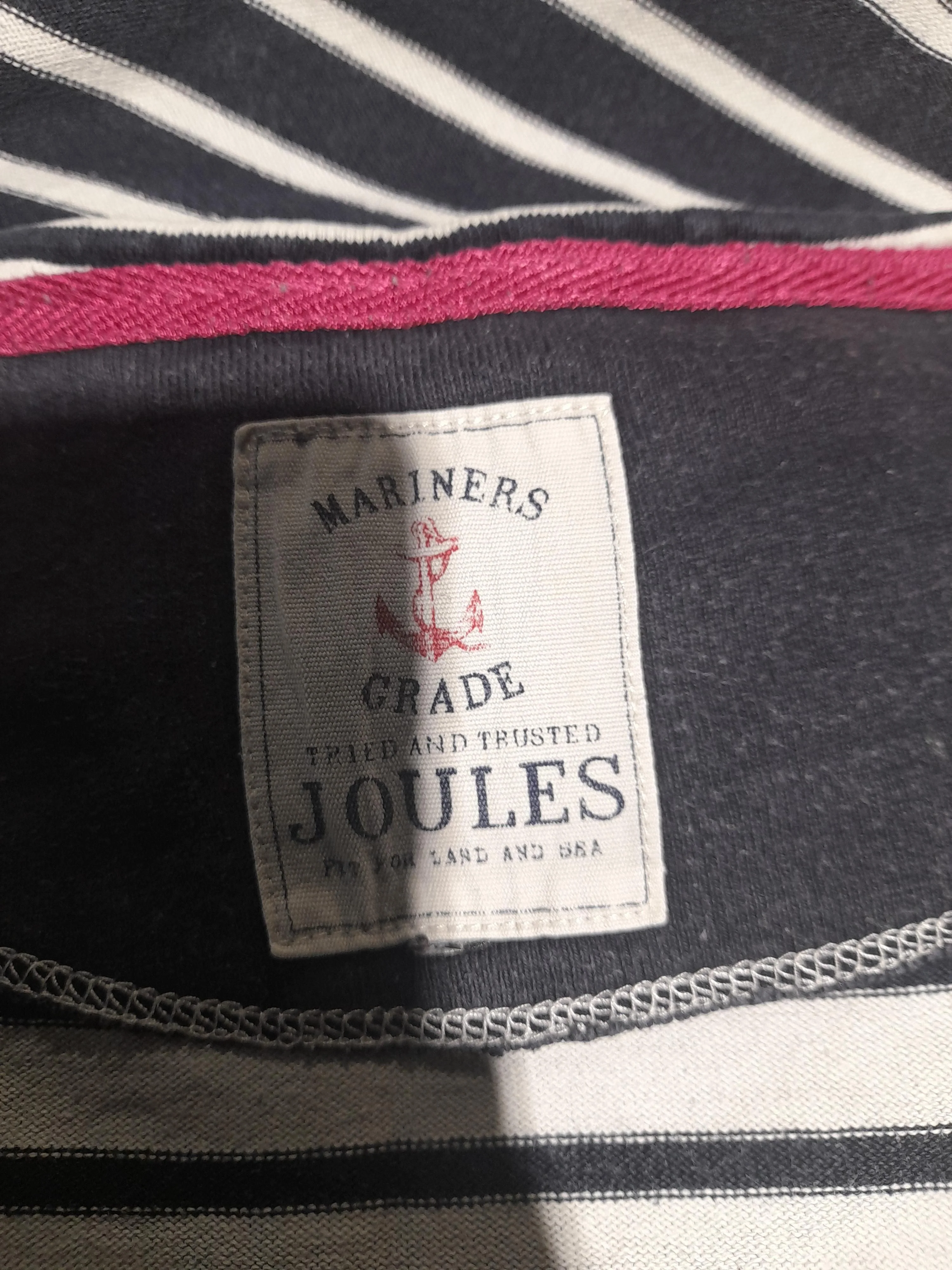 Joules Women's Top S Blue Striped 100% Other 3/4 Sleeve Round Neck Basic - Image 6