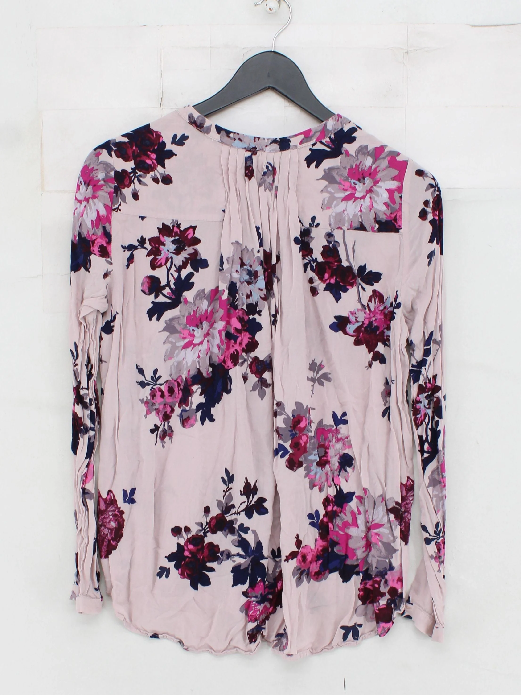Joules Women's Top S Pink Floral 100% Other Long Sleeve V-Neck Basic - Image 2