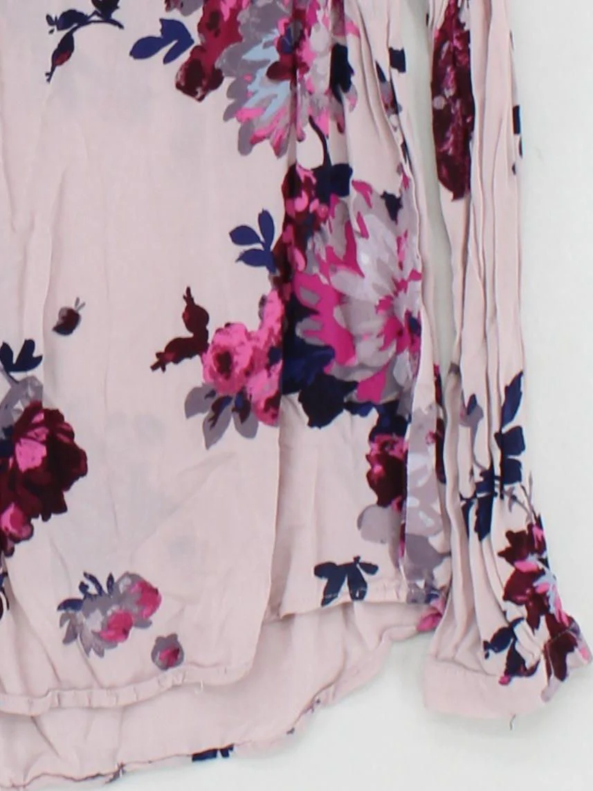Joules Women's Top S Pink Floral 100% Other Long Sleeve V-Neck Basic - Image 4
