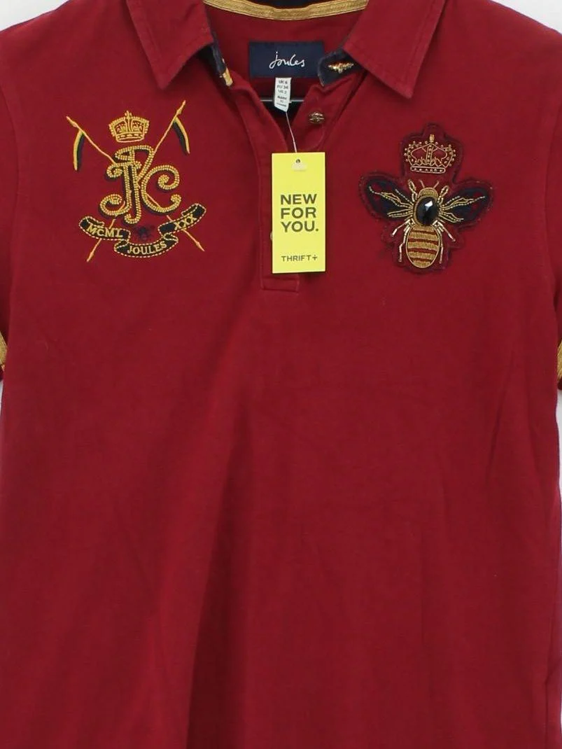 Joules Women's Top S Red Cotton with Elastane Basic - Image 3