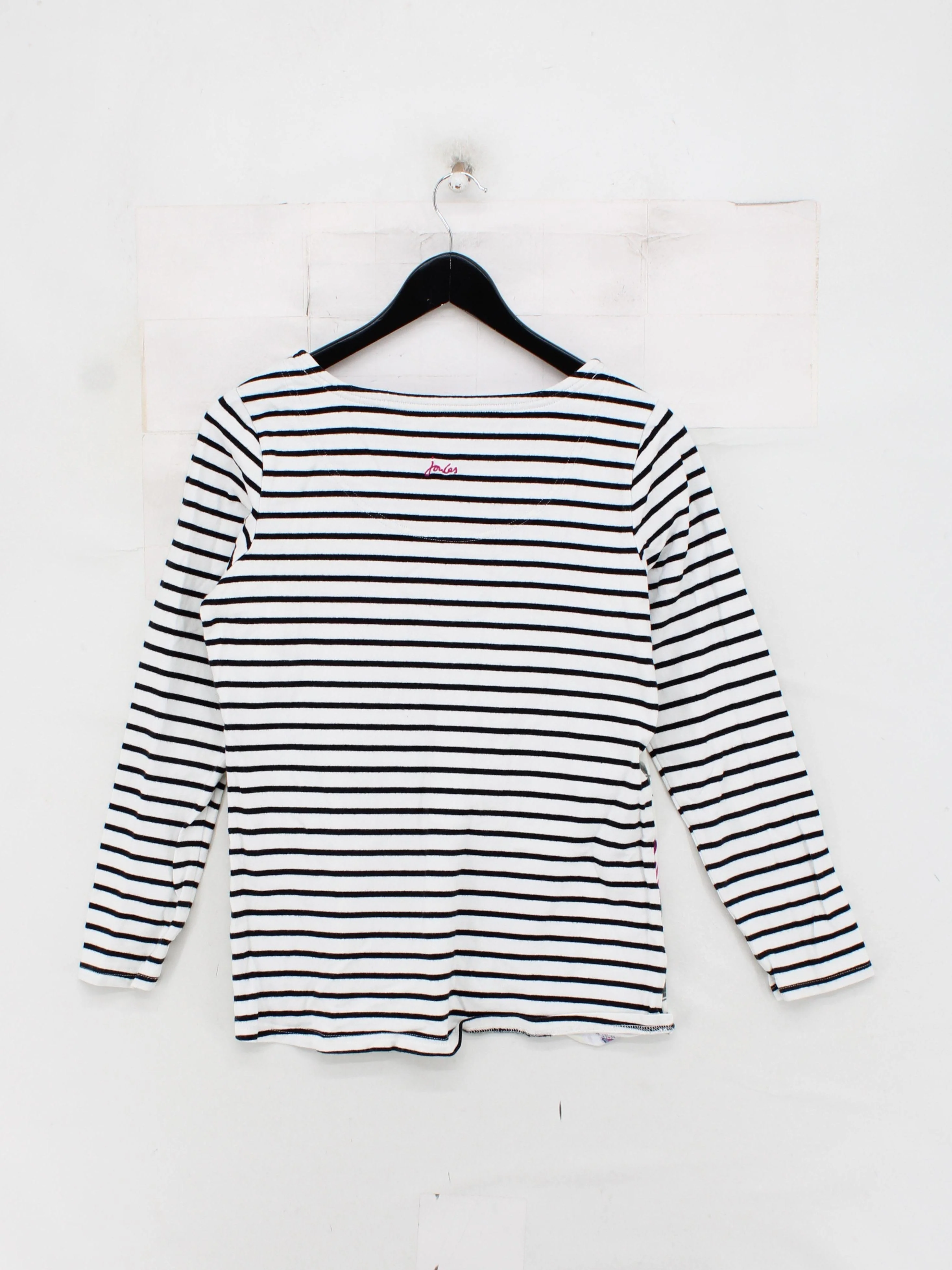 Joules Women's Top S White Striped 100% Cotton Long Sleeve Round Neck Basic - Image 2