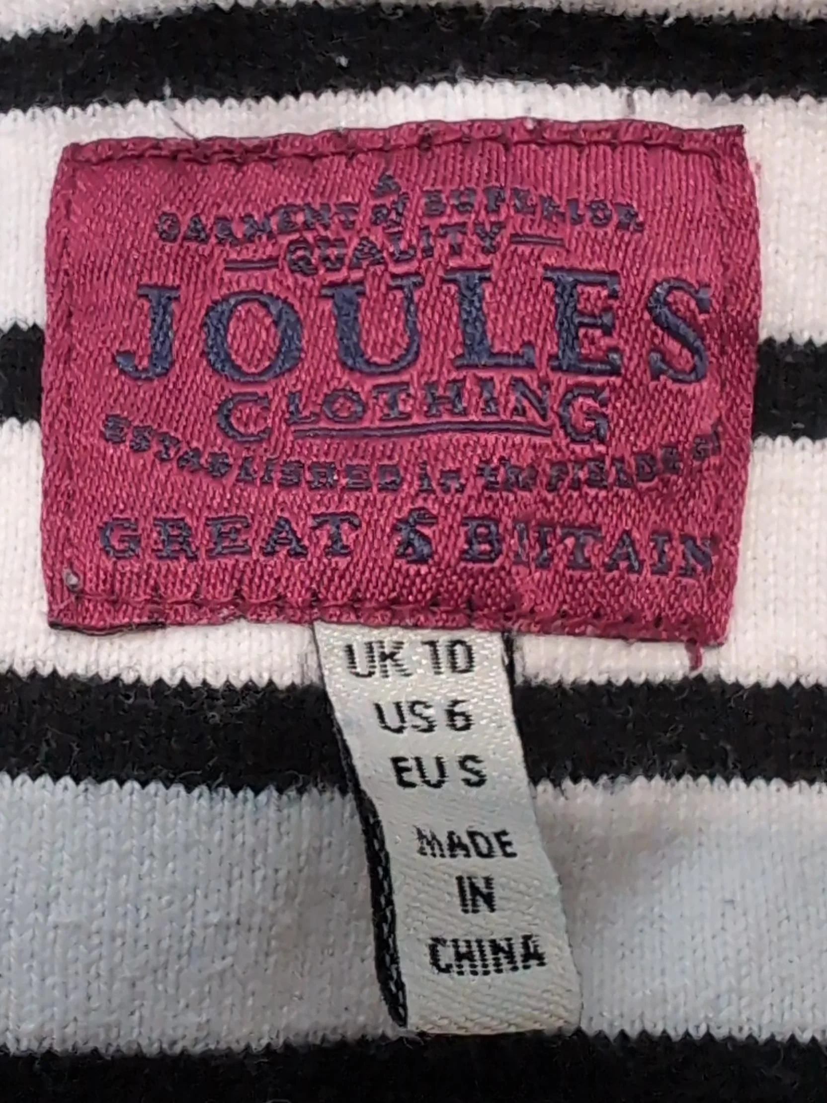 Joules Women's Top S White Striped 100% Cotton Long Sleeve Round Neck Basic - Image 6
