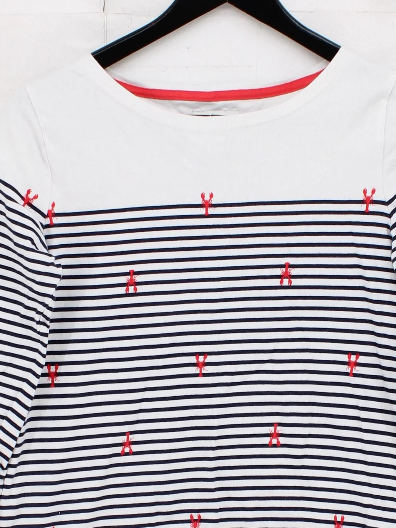 Joules Women's Top UK 10 Blue Striped 100% Cotton Long Sleeve Round Neck Basic - Image 3