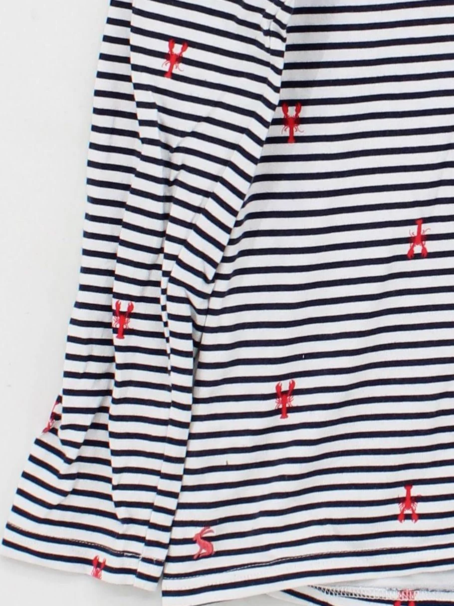 Joules Women's Top UK 10 Blue Striped 100% Cotton Long Sleeve Round Neck Basic - Image 4