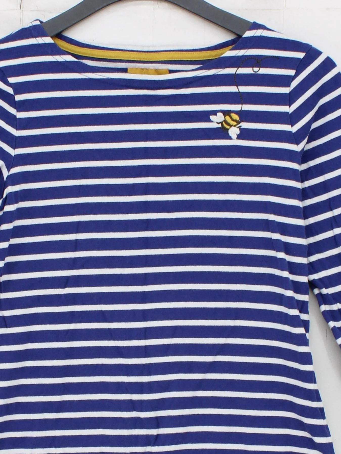 Joules Women's Top UK 10 Blue Striped 100% Cotton Long Sleeve Round Neck Basic - Image 3