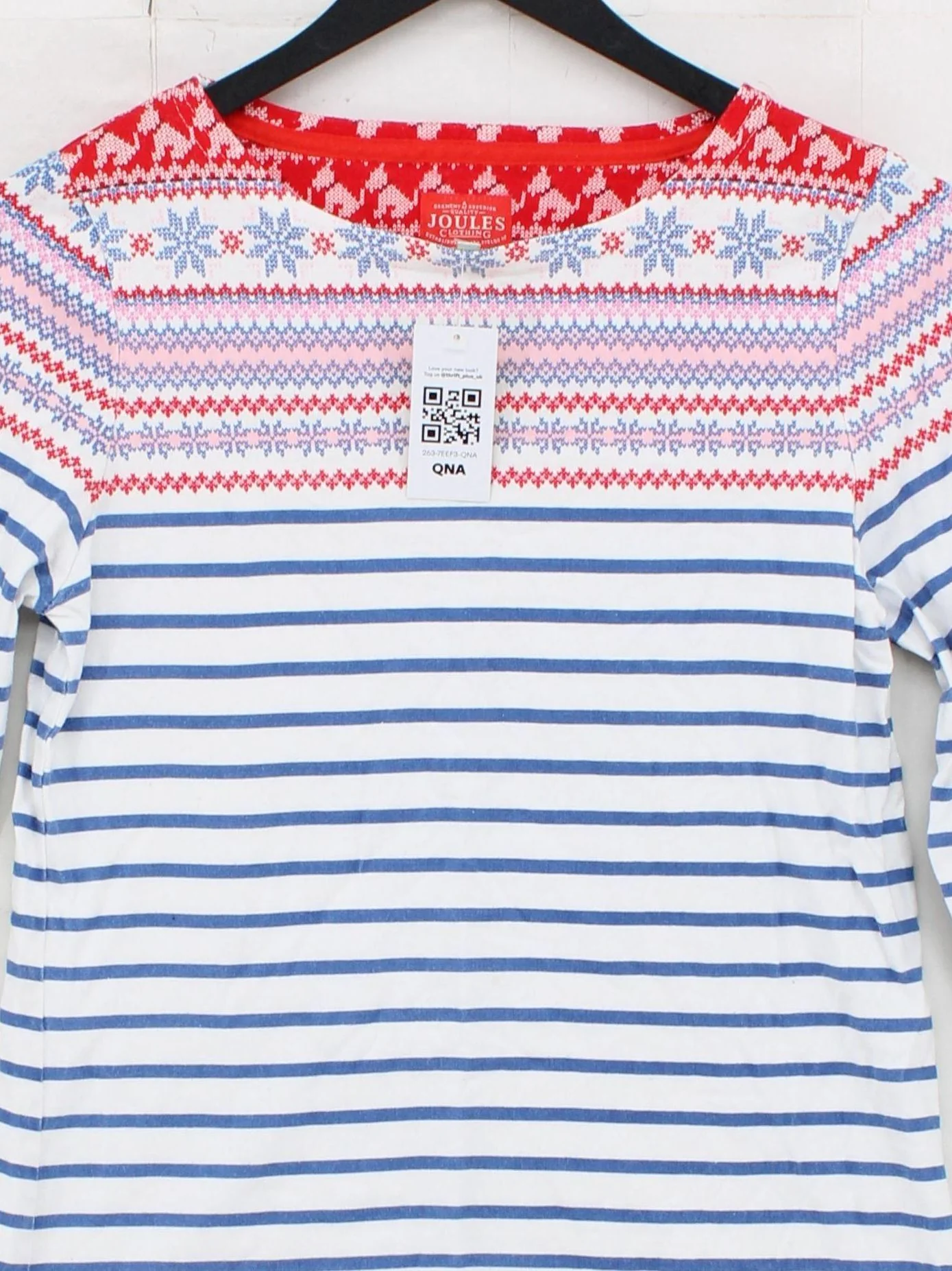 Joules Women's Top UK 10 Multi 100% Cotton Long Sleeve Round Neck Basic - Image 3