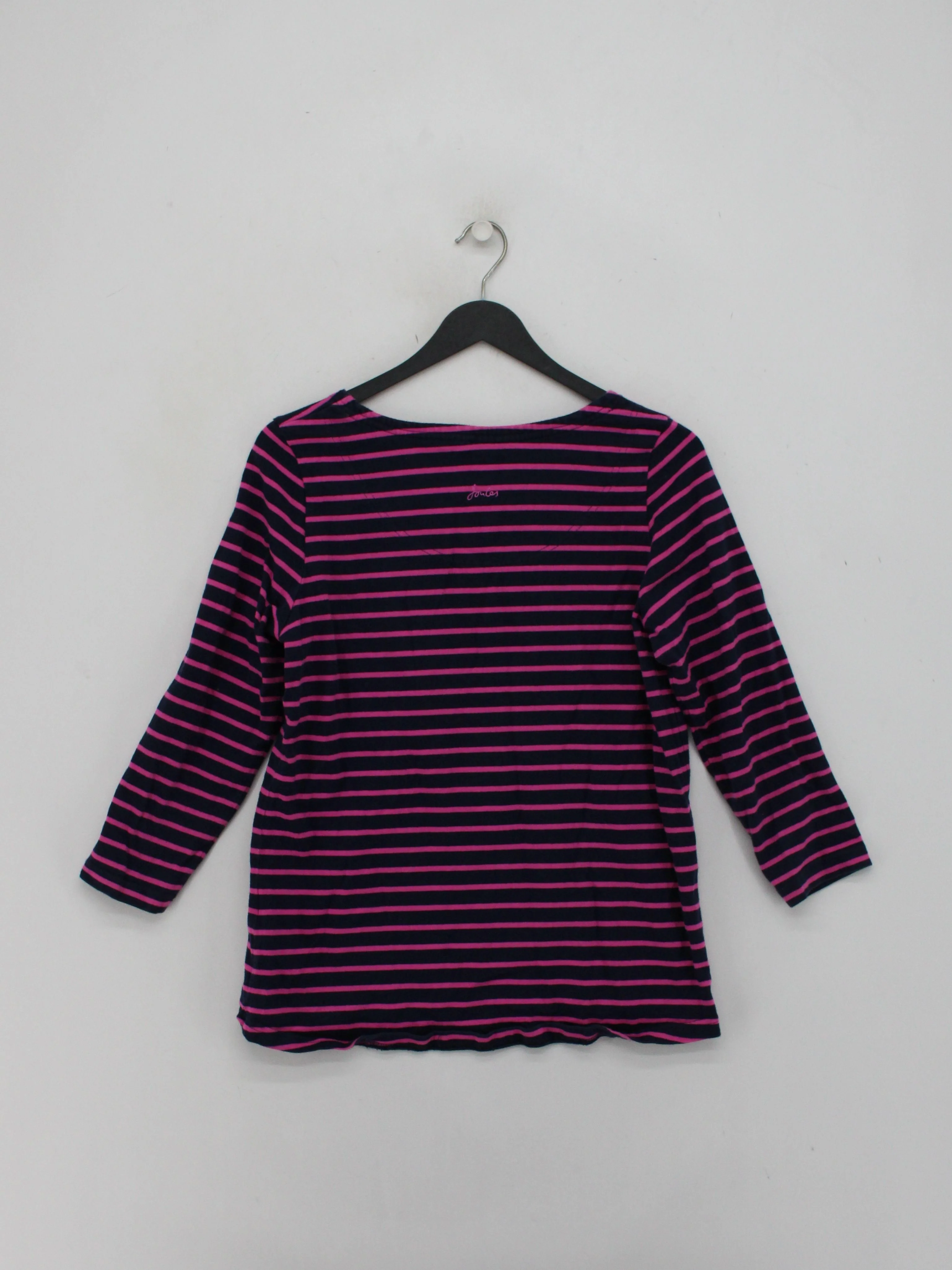 Joules Women's Top UK 12 Multi Striped 100% Cotton 3/4 Sleeve Round Neck Basic - Image 2