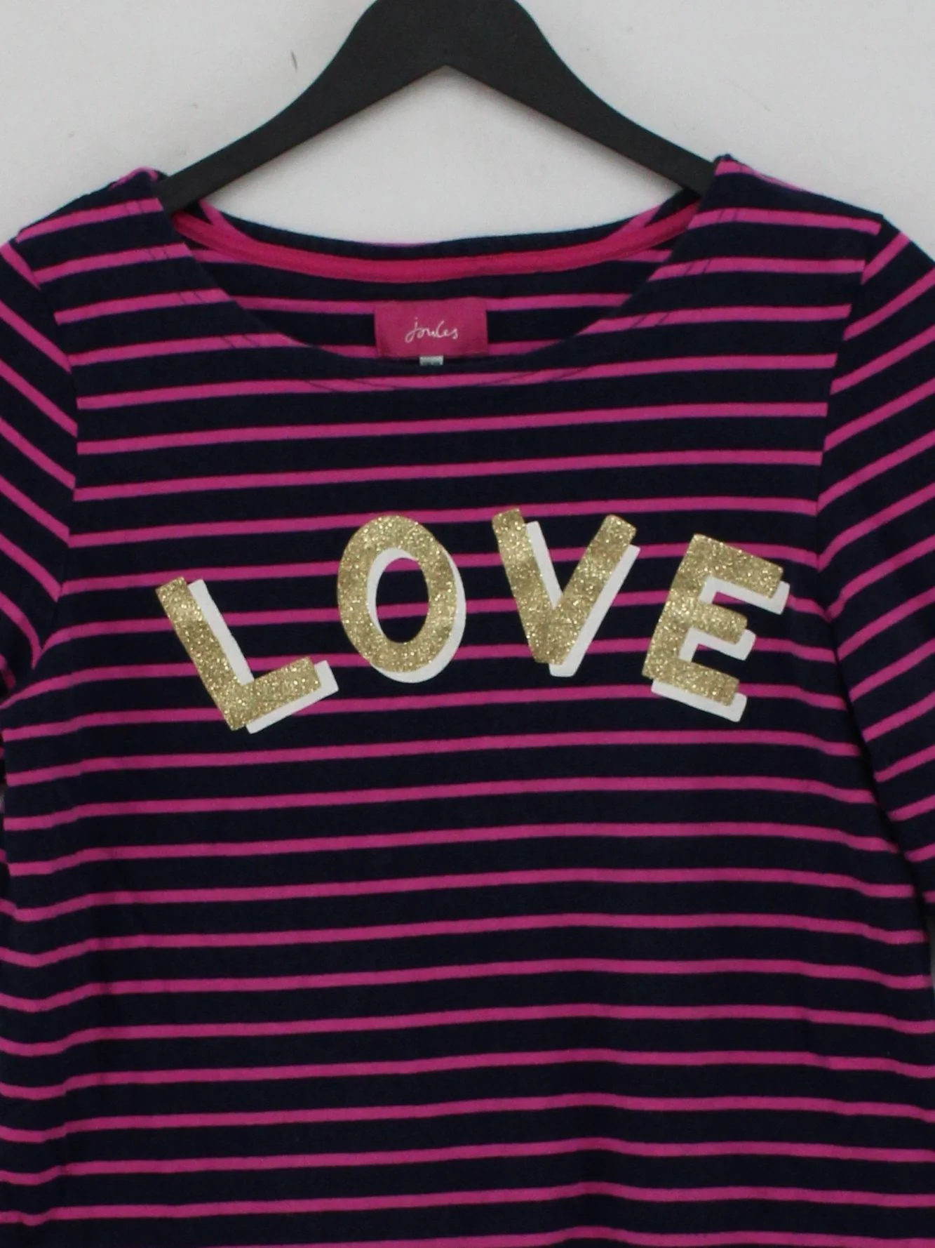 Joules Women's Top UK 12 Multi Striped 100% Cotton 3/4 Sleeve Round Neck Basic - Image 3
