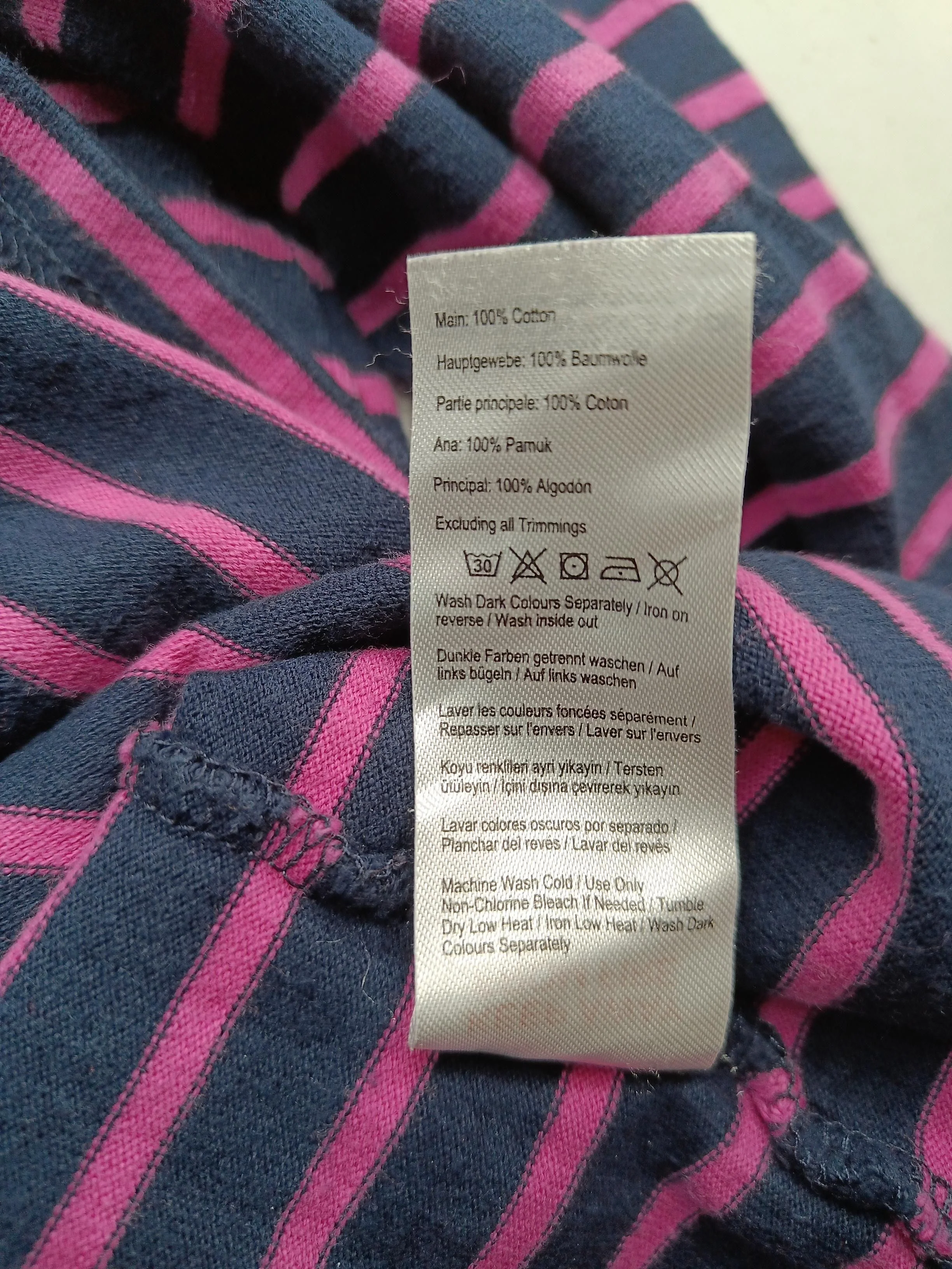 Joules Women's Top UK 12 Multi Striped 100% Cotton 3/4 Sleeve Round Neck Basic - Image 7