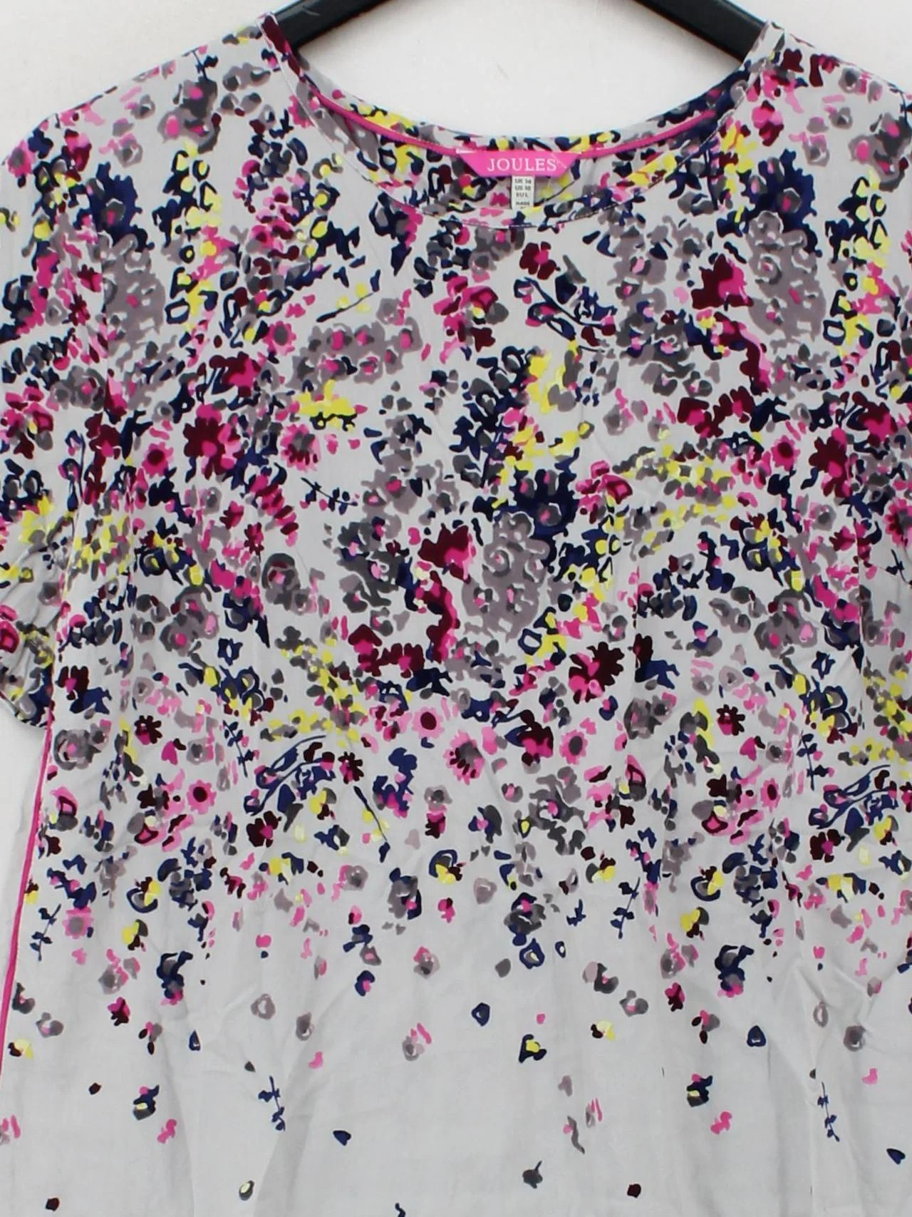 Joules Women's Top UK 14 Multi Floral 100% Viscose Short Sleeve Round Neck Basic - Image 3