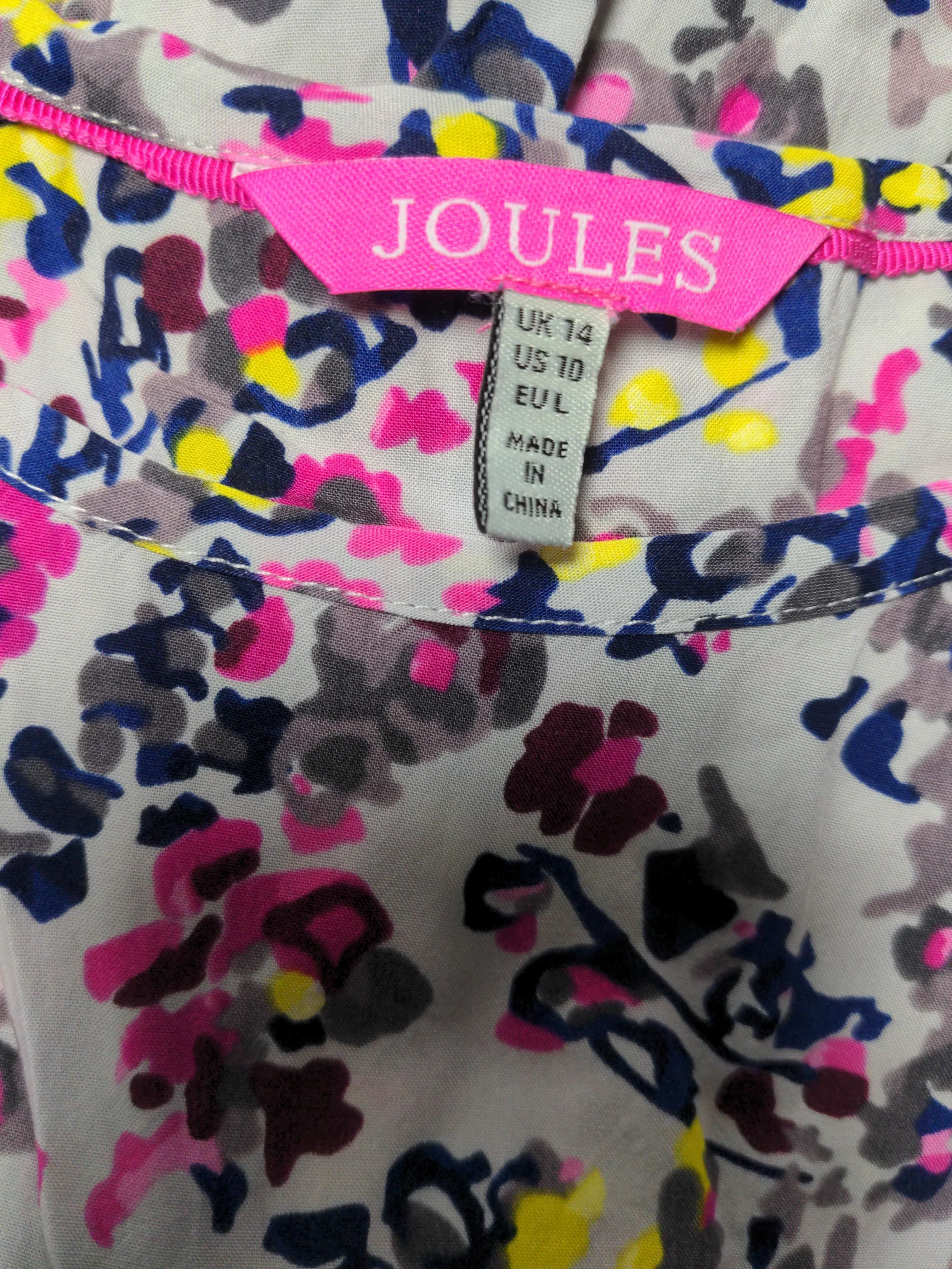 Joules Women's Top UK 14 Multi Floral 100% Viscose Short Sleeve Round Neck Basic - Image 5