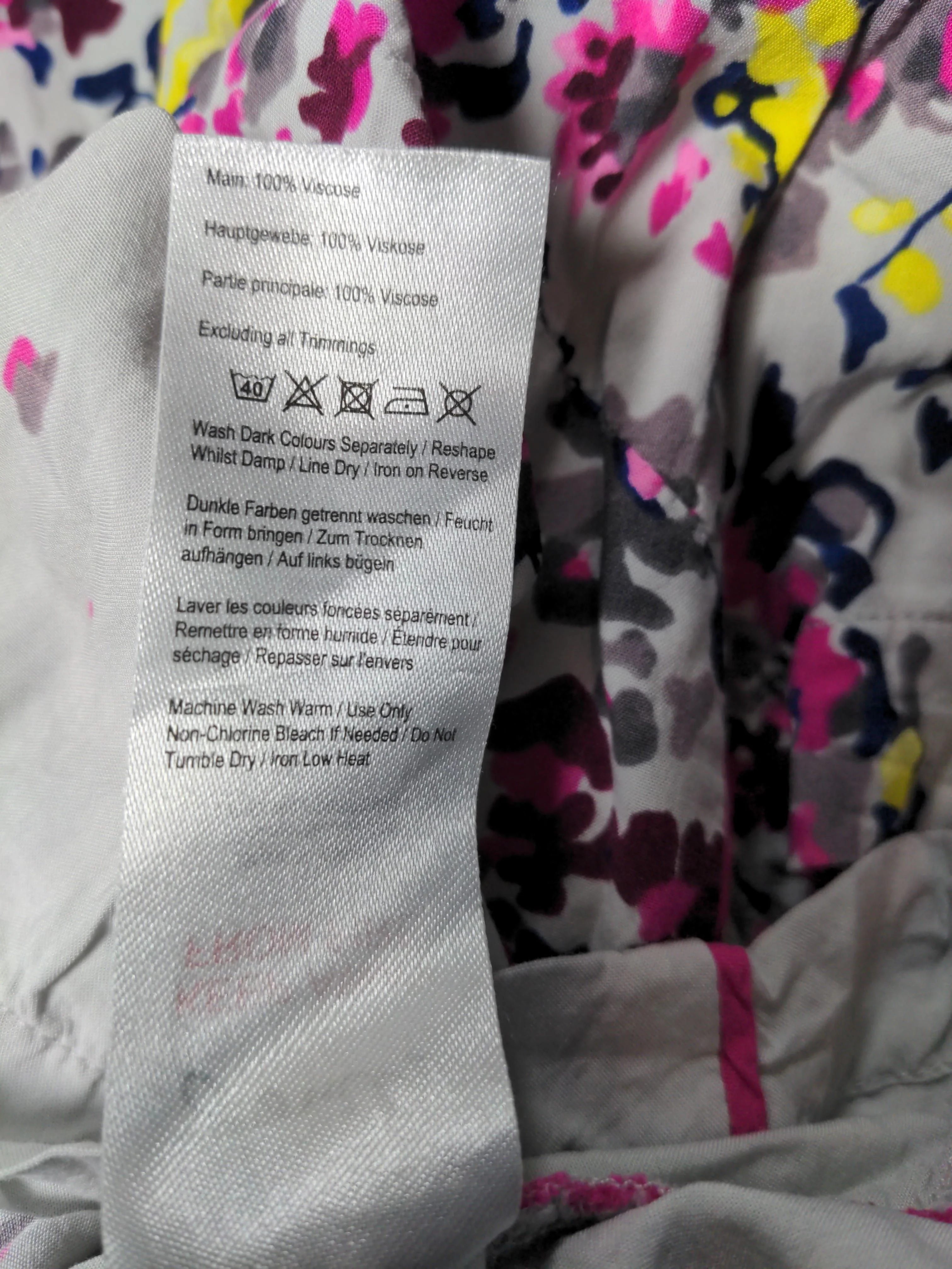 Joules Women's Top UK 14 Multi Floral 100% Viscose Short Sleeve Round Neck Basic - Image 6