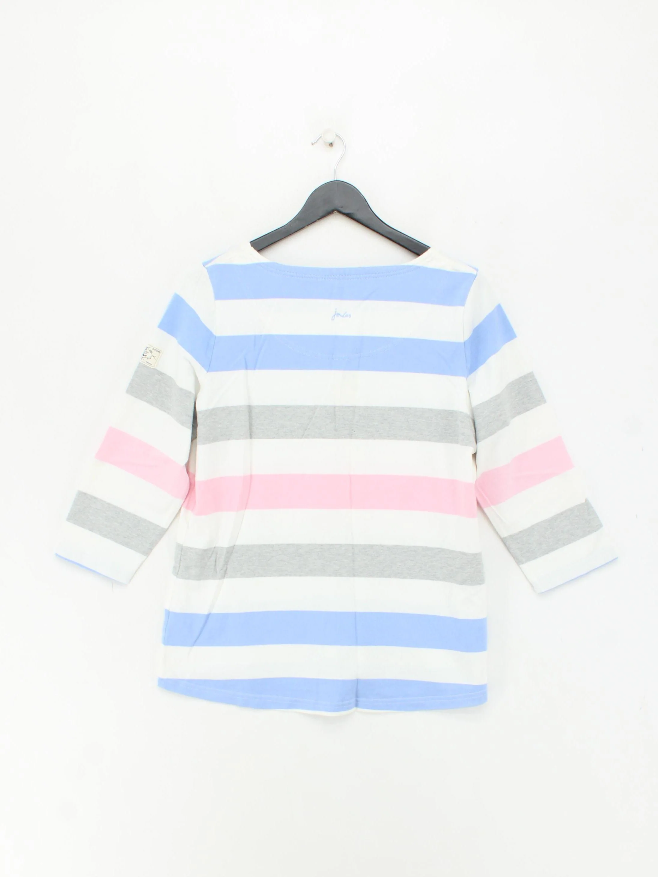 Joules Women's Top UK 14 Multi Striped 100% Cotton 3/4 Sleeve Round Neck Basic - Image 2