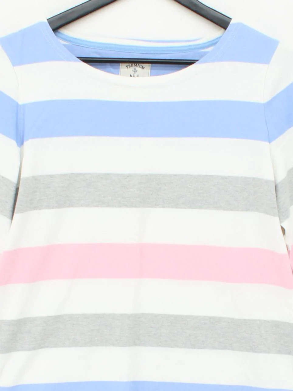 Joules Women's Top UK 14 Multi Striped 100% Cotton 3/4 Sleeve Round Neck Basic - Image 3