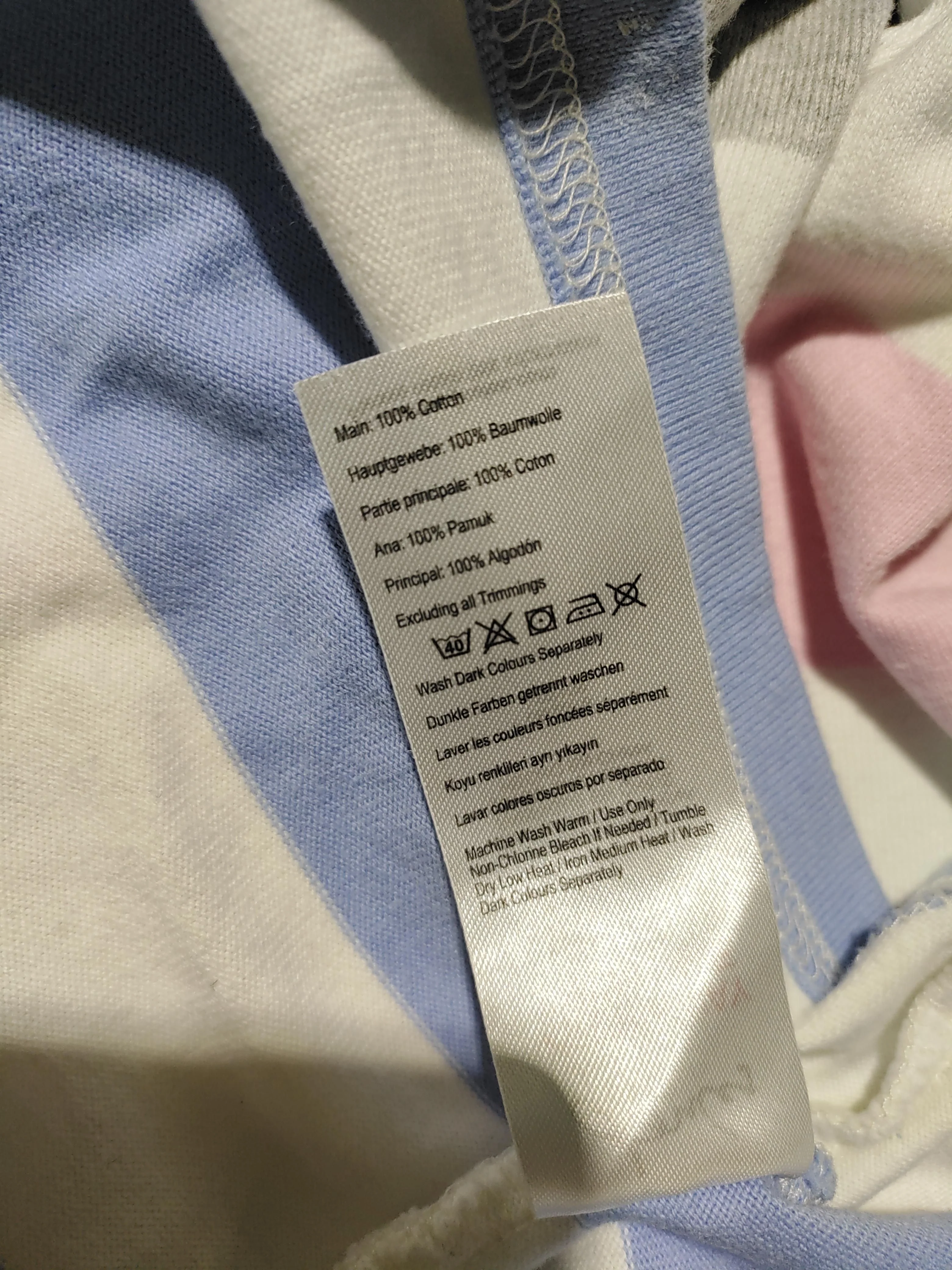 Joules Women's Top UK 14 Multi Striped 100% Cotton 3/4 Sleeve Round Neck Basic - Image 6
