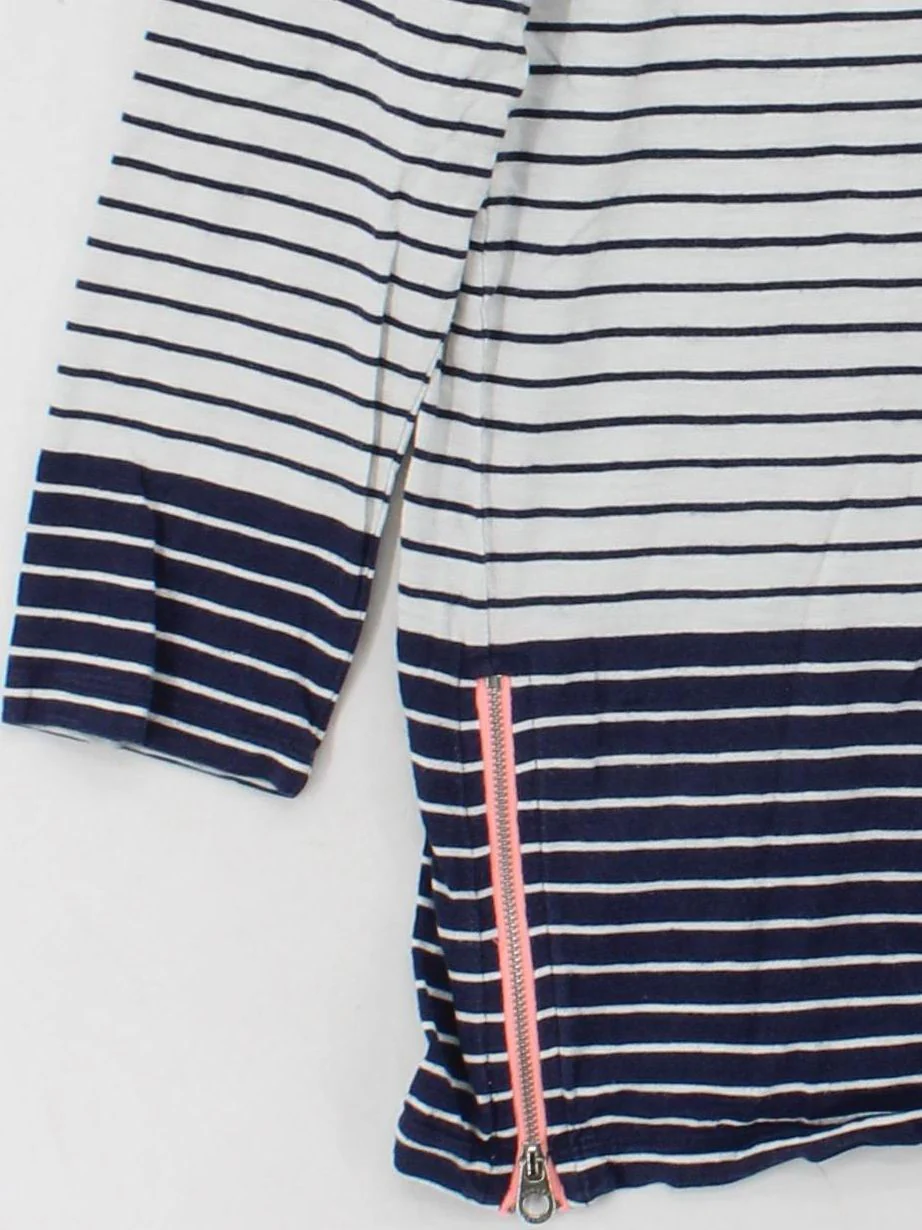 Joules Women's Top UK 14 White Striped 100% Cotton 3/4 Sleeve Round Neck Basic - Image 4