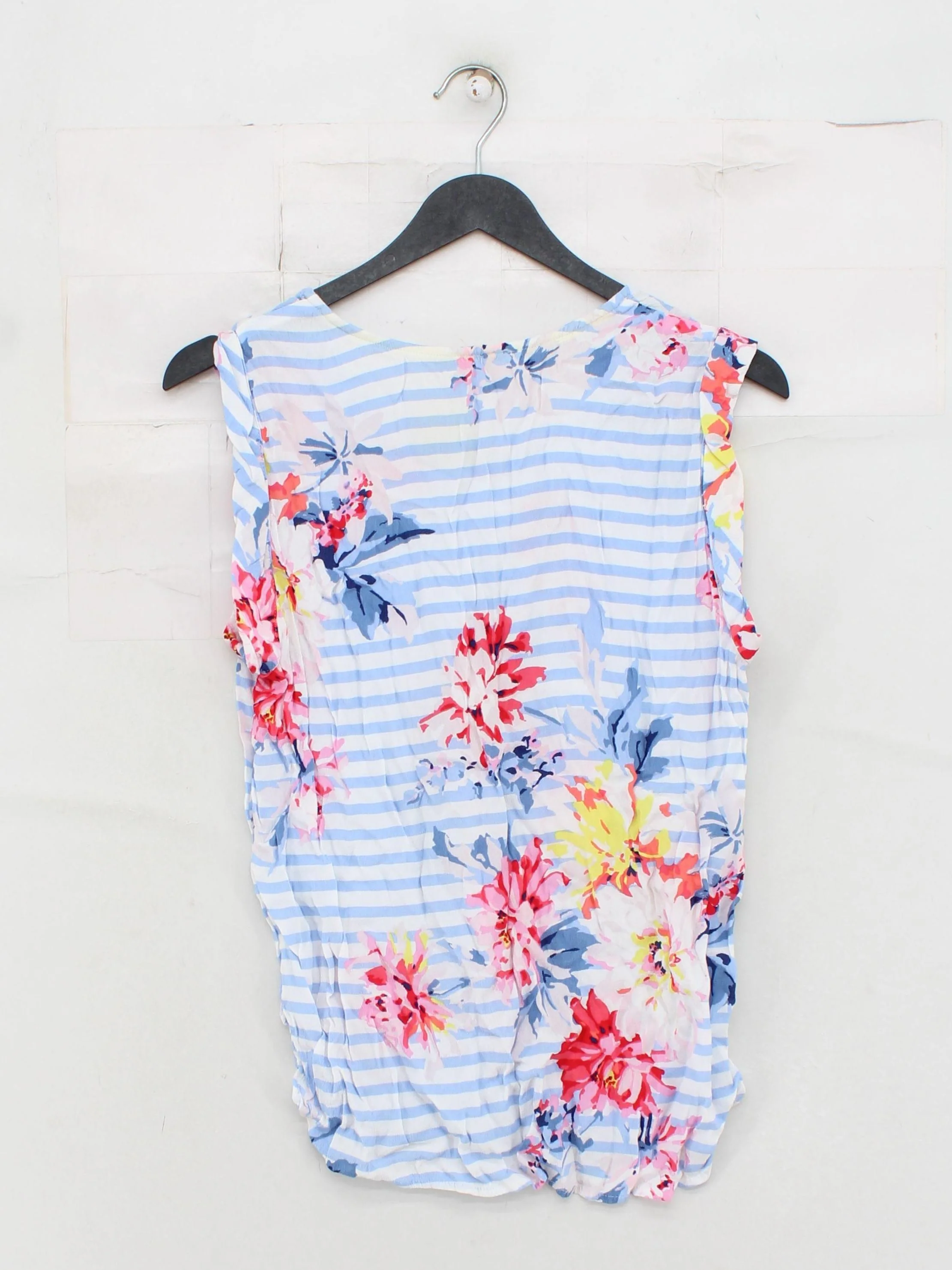 Joules Women's Top UK 14 White Striped 100% Other Sleeveless Round Neck Basic - Image 2