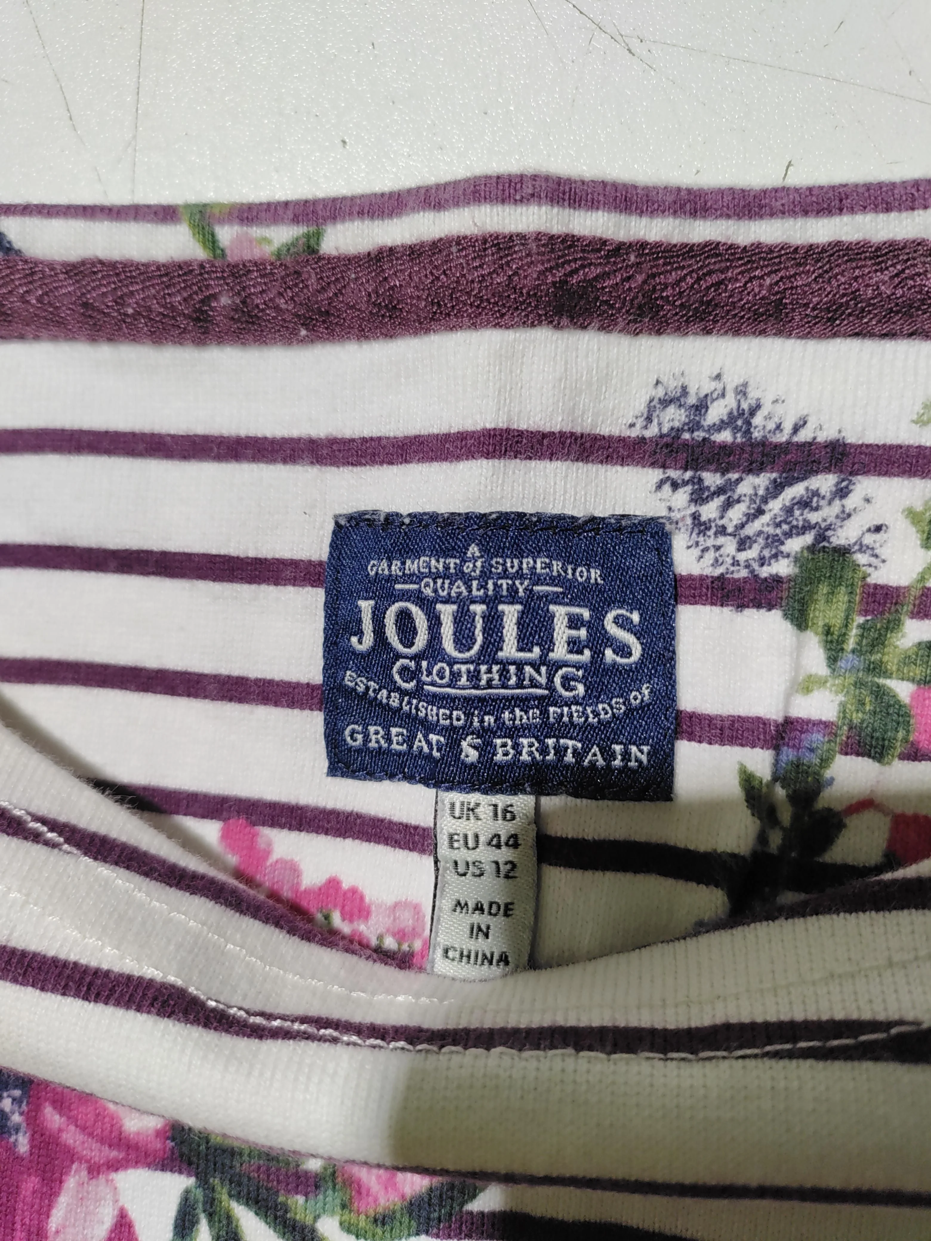 Joules Women's Top UK 16 Multi Striped 100% Cotton Long Sleeve Round Neck Basic - Image 5