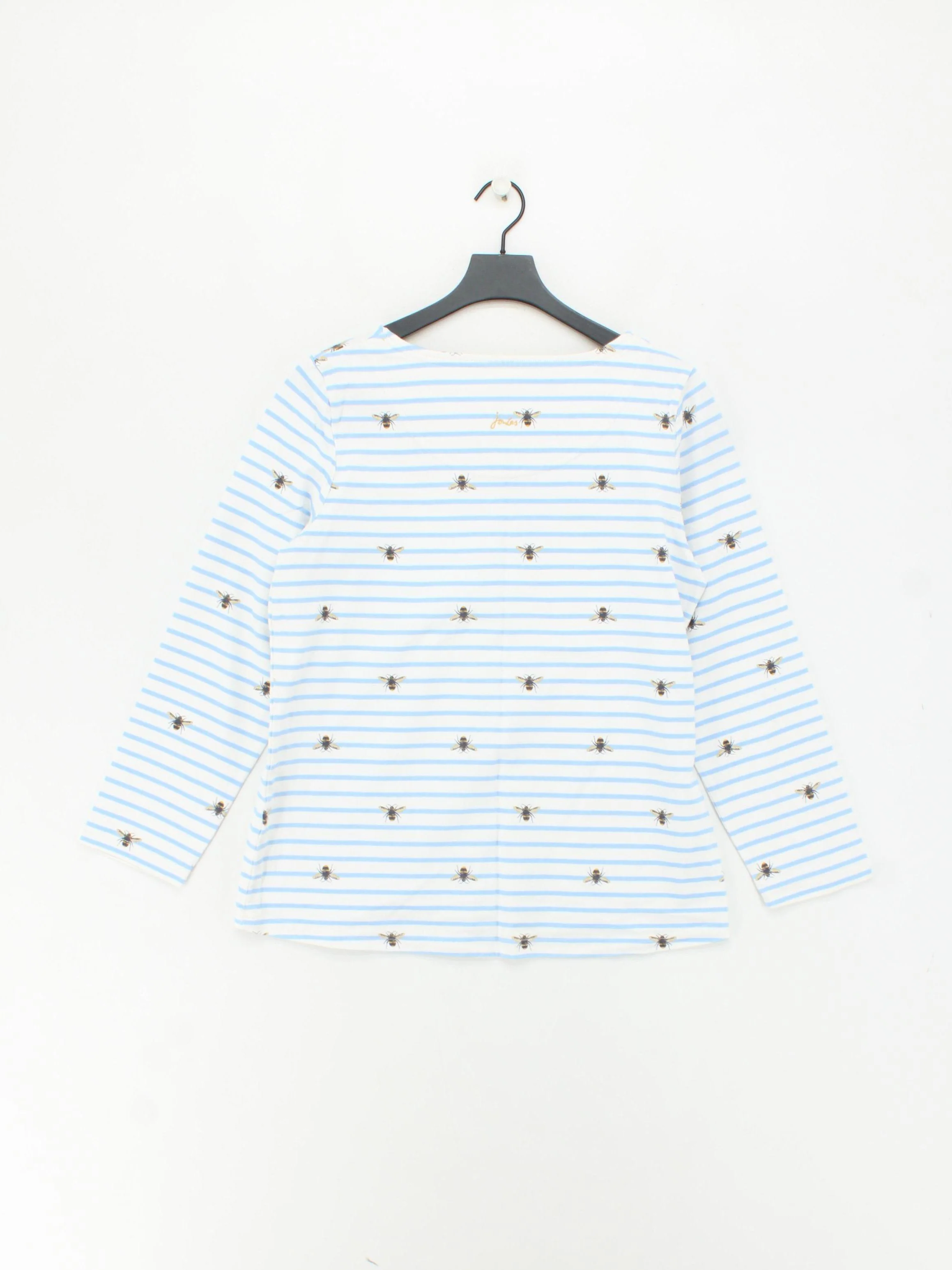 Joules Women's Top UK 16 White Striped 100% Cotton Long Sleeve Round Neck Basic - Image 2