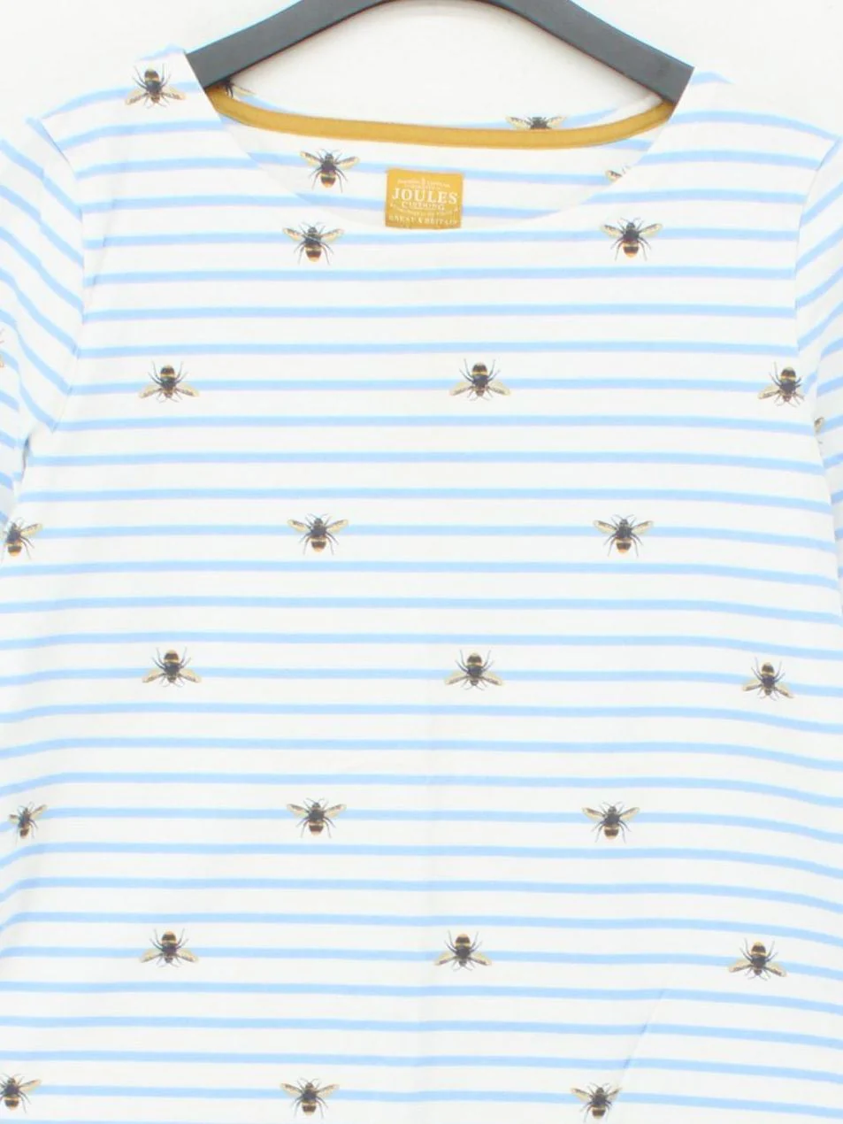 Joules Women's Top UK 16 White Striped 100% Cotton Long Sleeve Round Neck Basic - Image 3