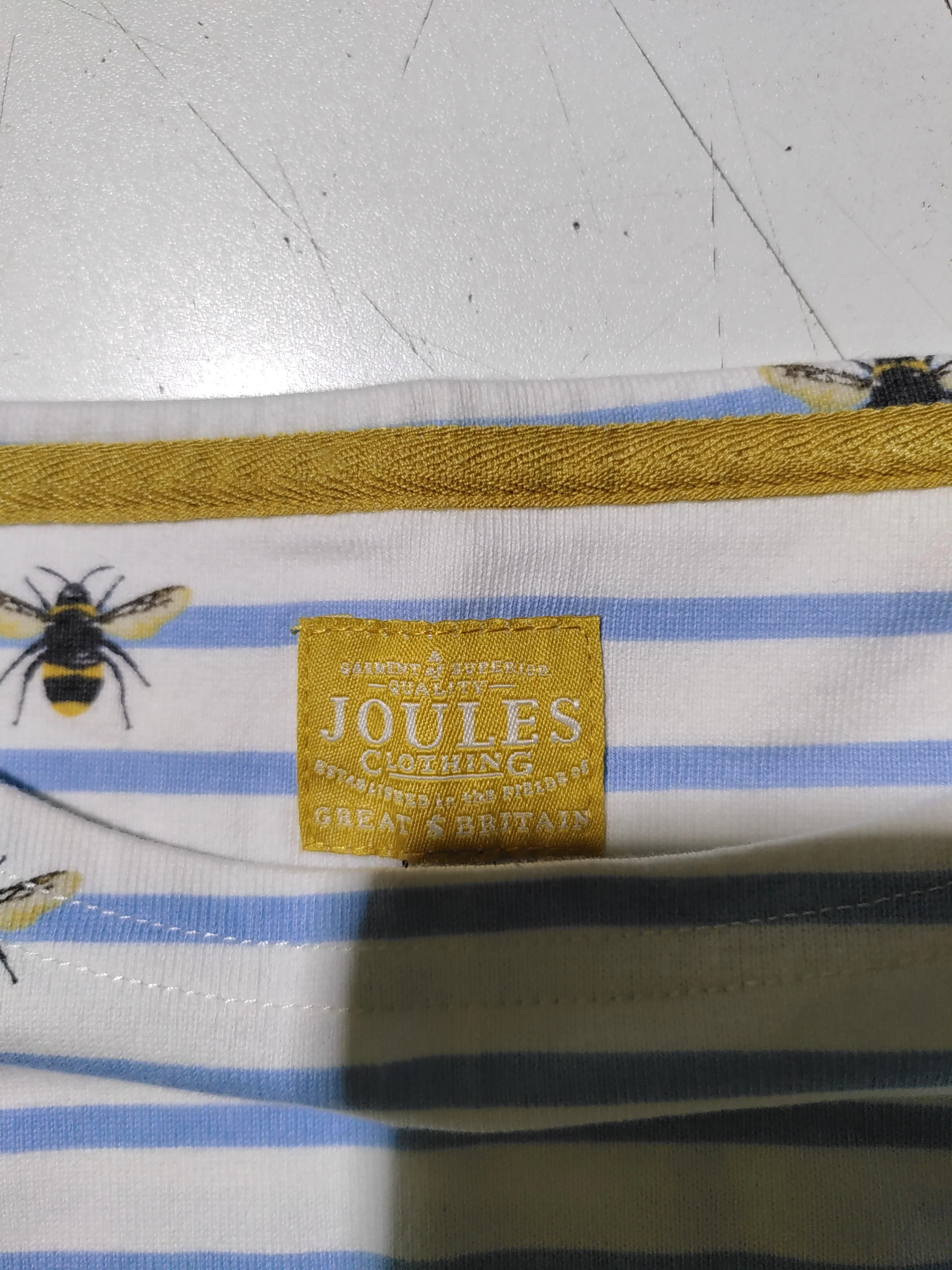 Joules Women's Top UK 16 White Striped 100% Cotton Long Sleeve Round Neck Basic - Image 5