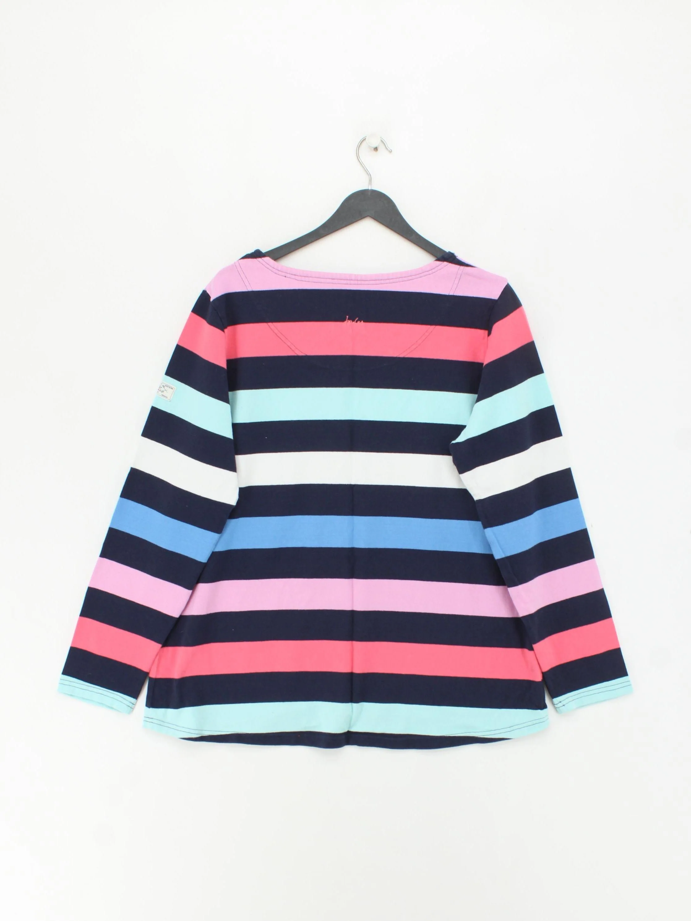 Joules Women's Top UK 18 Multi Striped 100% Cotton Long Sleeve Round Neck Basic - Image 2