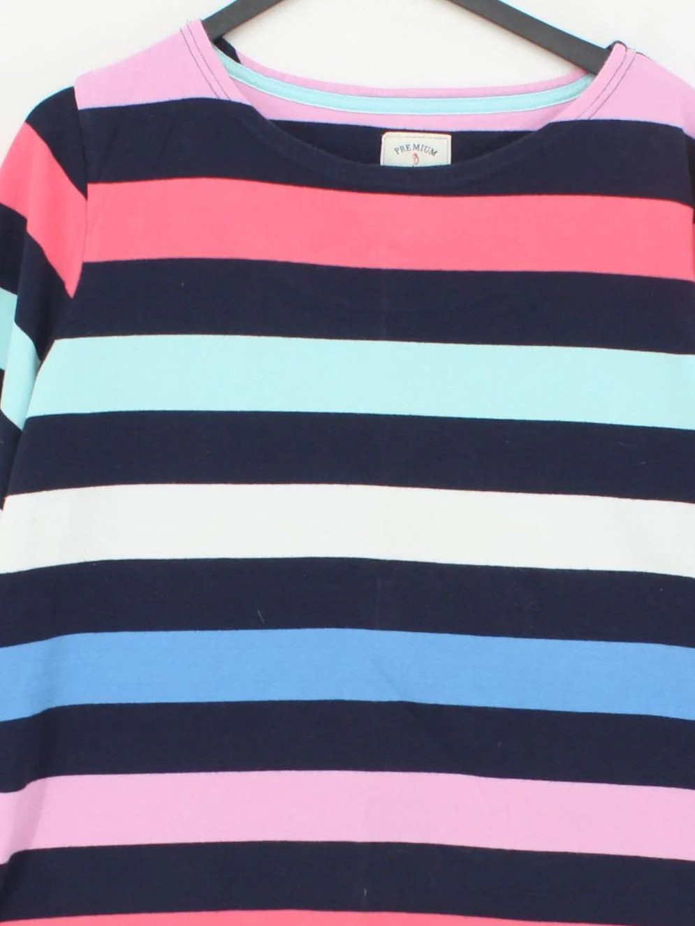 Joules Women's Top UK 18 Multi Striped 100% Cotton Long Sleeve Round Neck Basic - Image 3