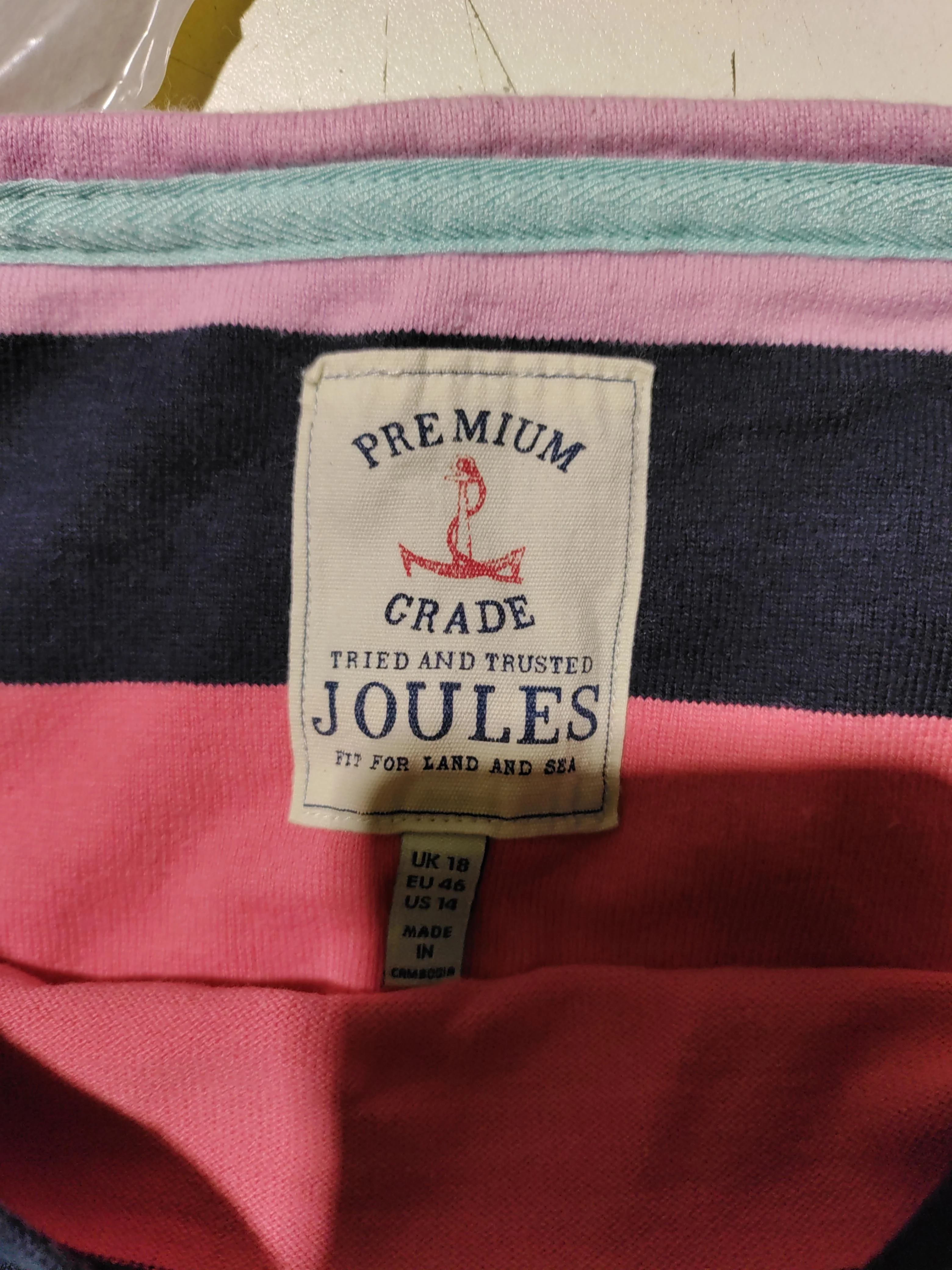 Joules Women's Top UK 18 Multi Striped 100% Cotton Long Sleeve Round Neck Basic - Image 6