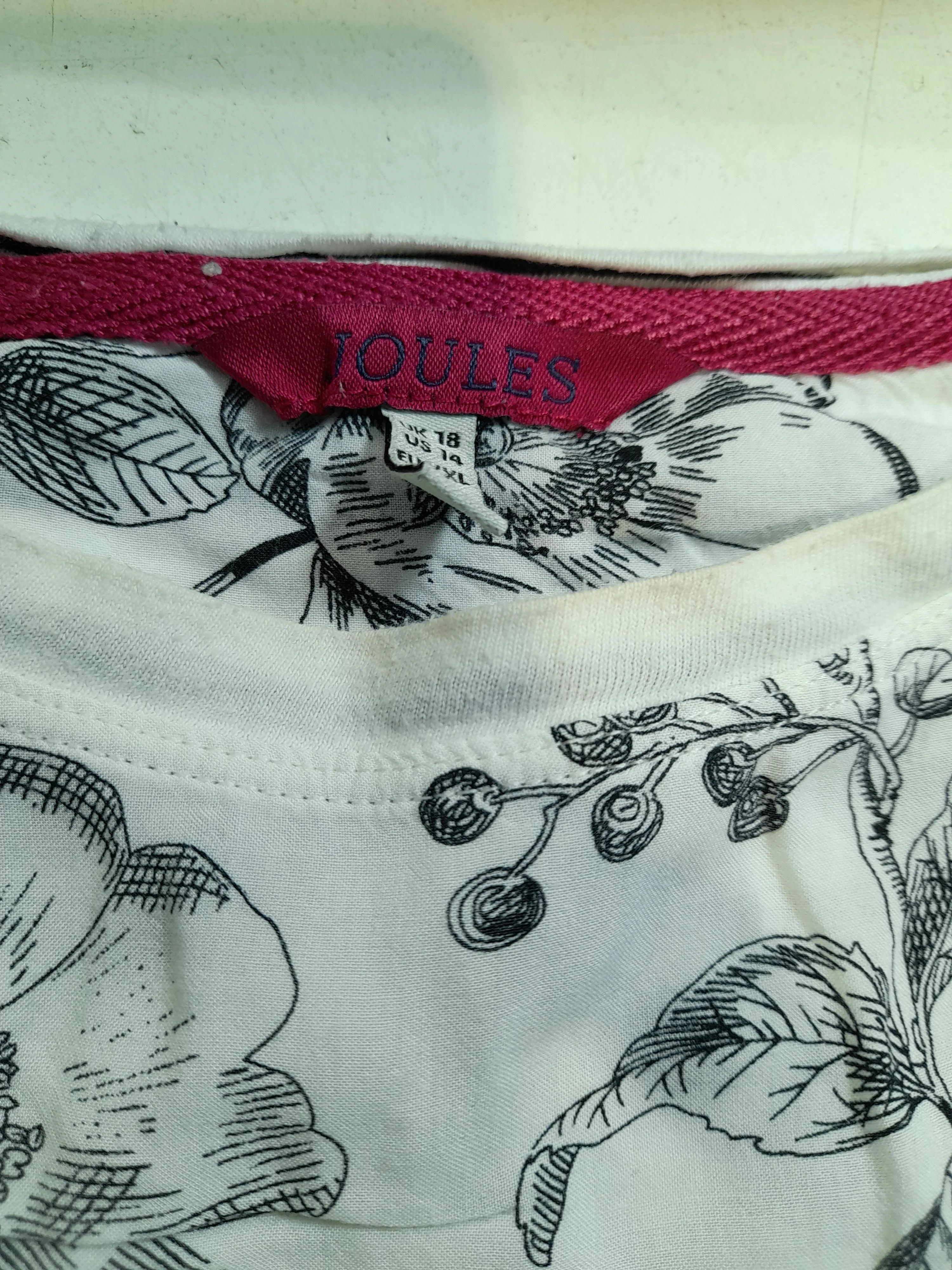 Joules Women's Top UK 18 White Cotton with Viscose Basic - Image 6