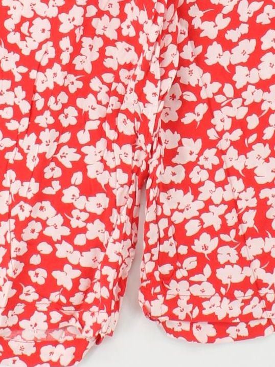 Joules Women's Trousers UK 6 Red Floral 100% Viscose Wide-Leg Cropped - Image 4