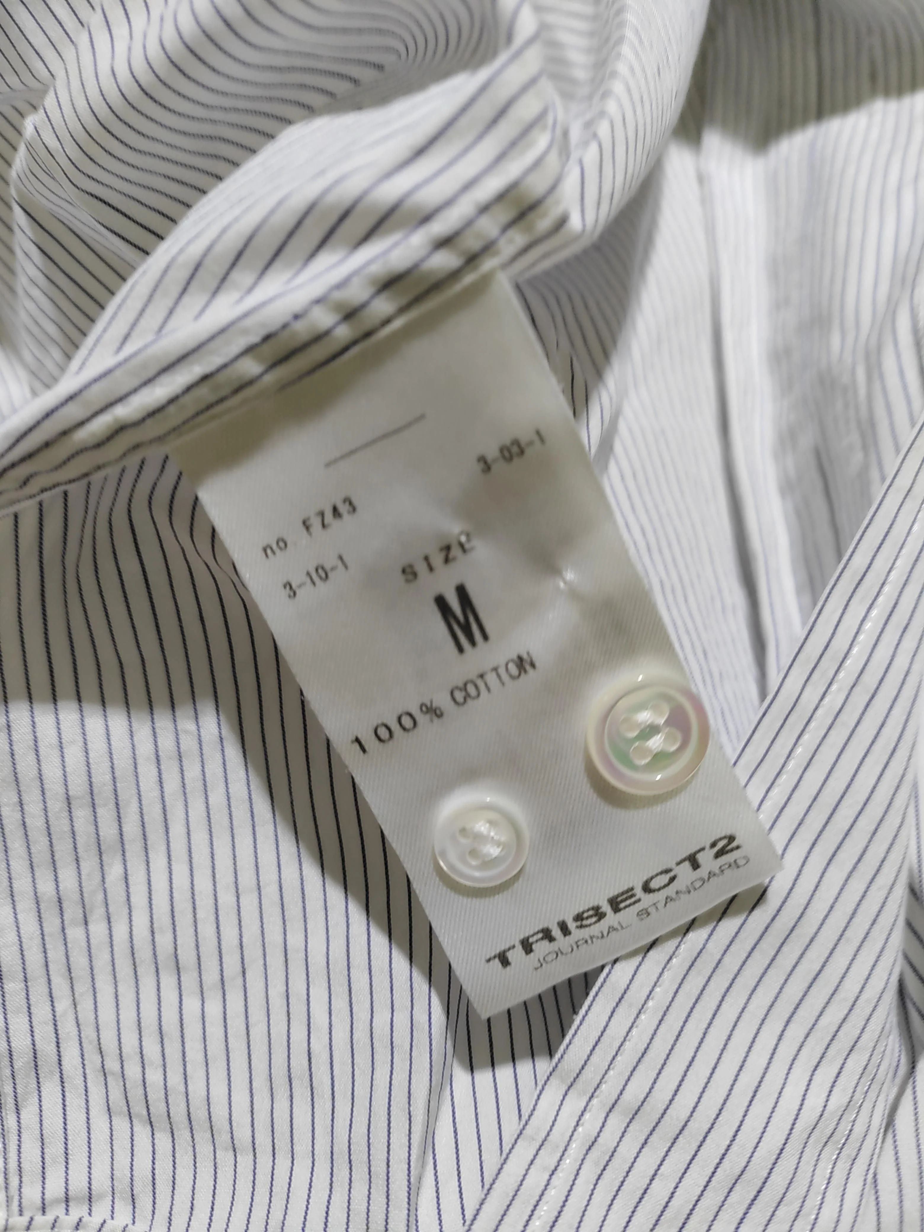 Journal Standard Men's Shirt M White Striped 100% Cotton Basic - Image 6
