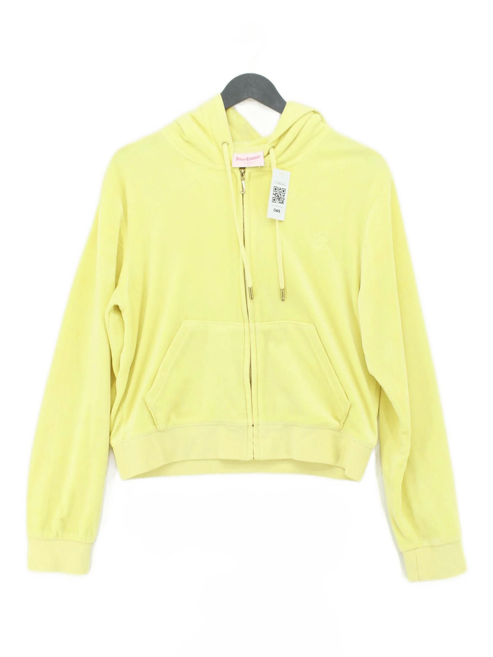 Juicy Couture Women's Hoodie L Yellow Polyester with Elastane Pullover