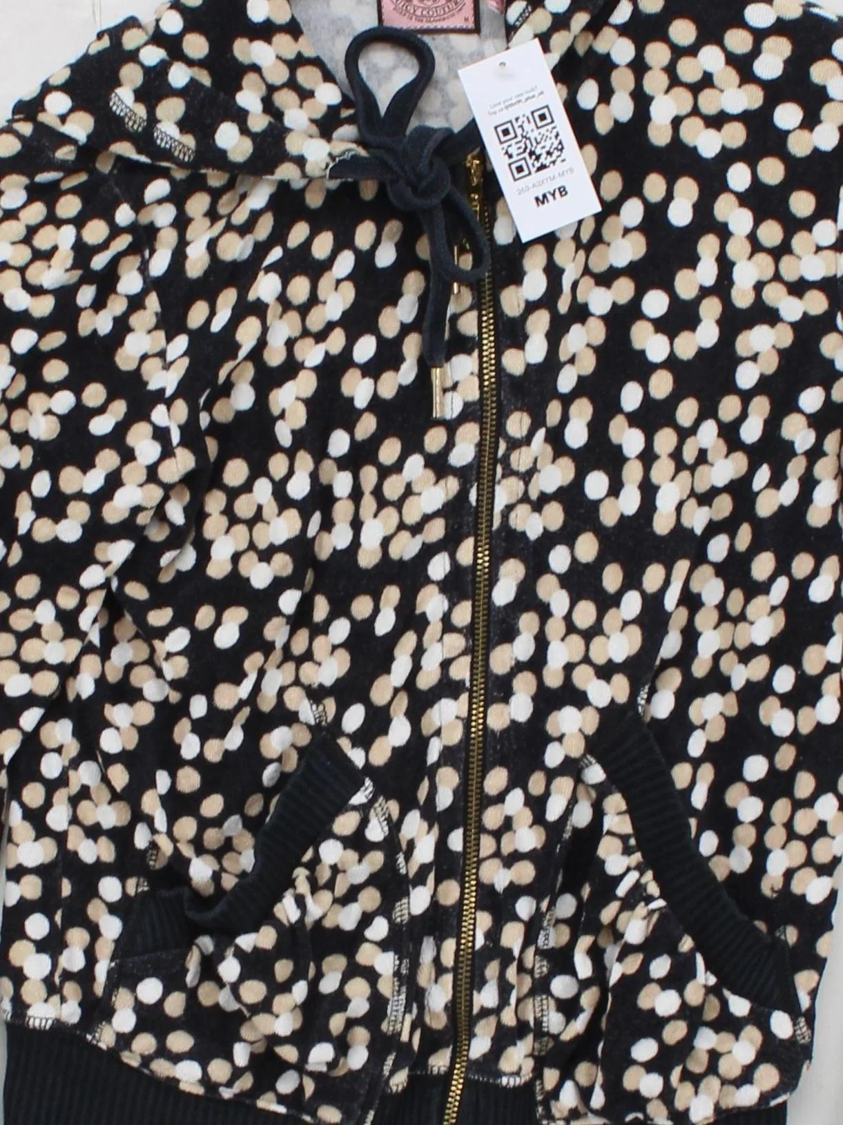 Juicy Couture Women's Hoodie M Multi Polkadot Cotton with Rayon Pullover - Image 3