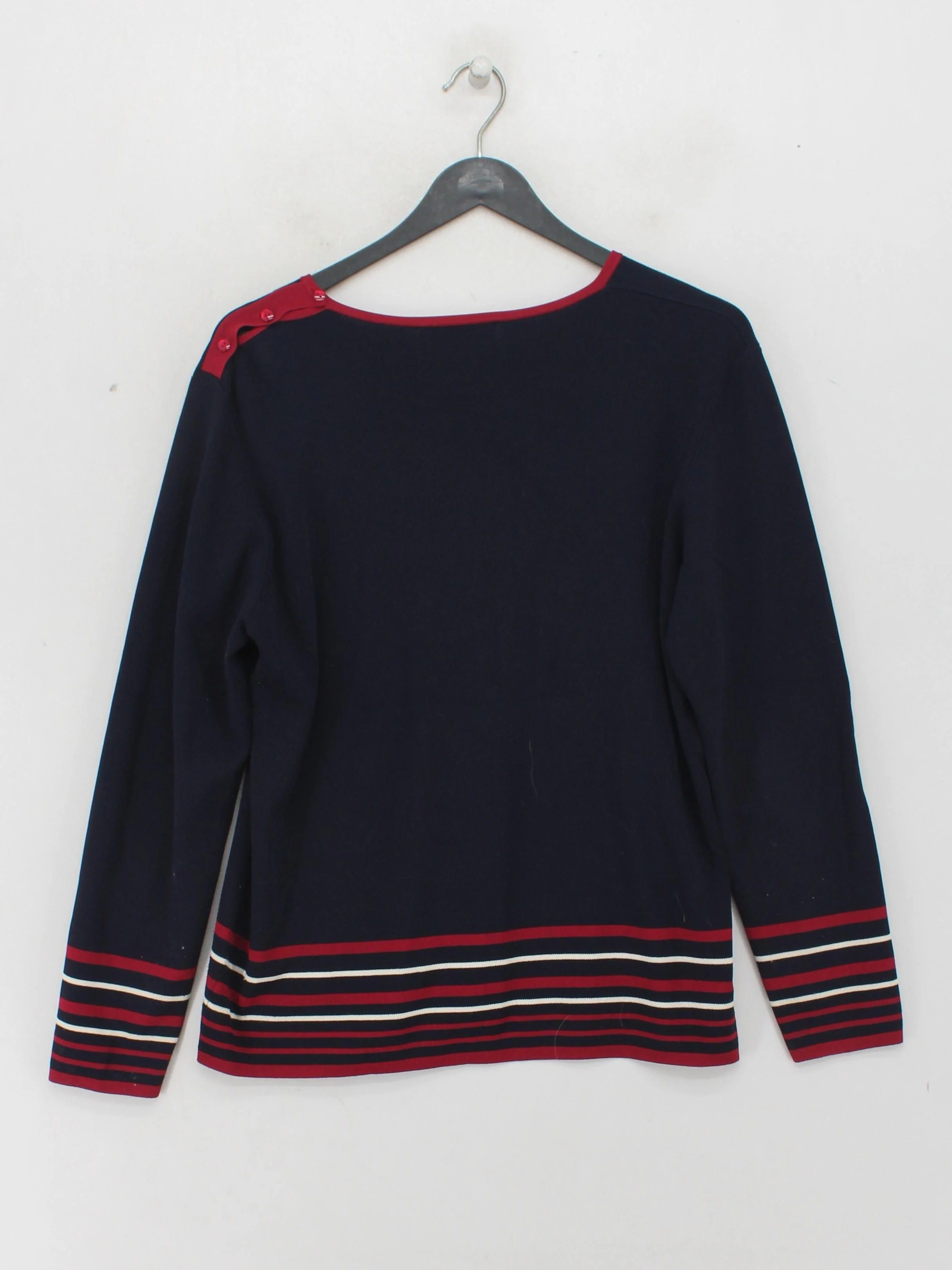 Jumper Men's Jumper L Blue Striped Viscose with Nylon Round Neck Pullover - Image 2