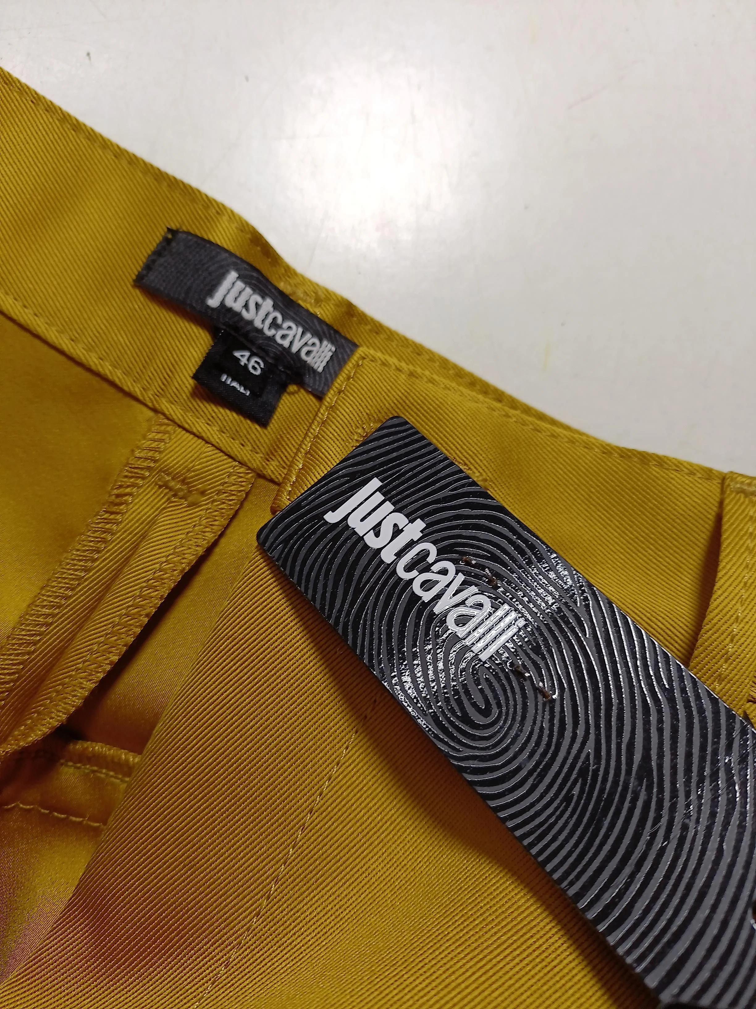 Just Cavalli Women's Trousers UK 14 Yellow Polyester - Image 6