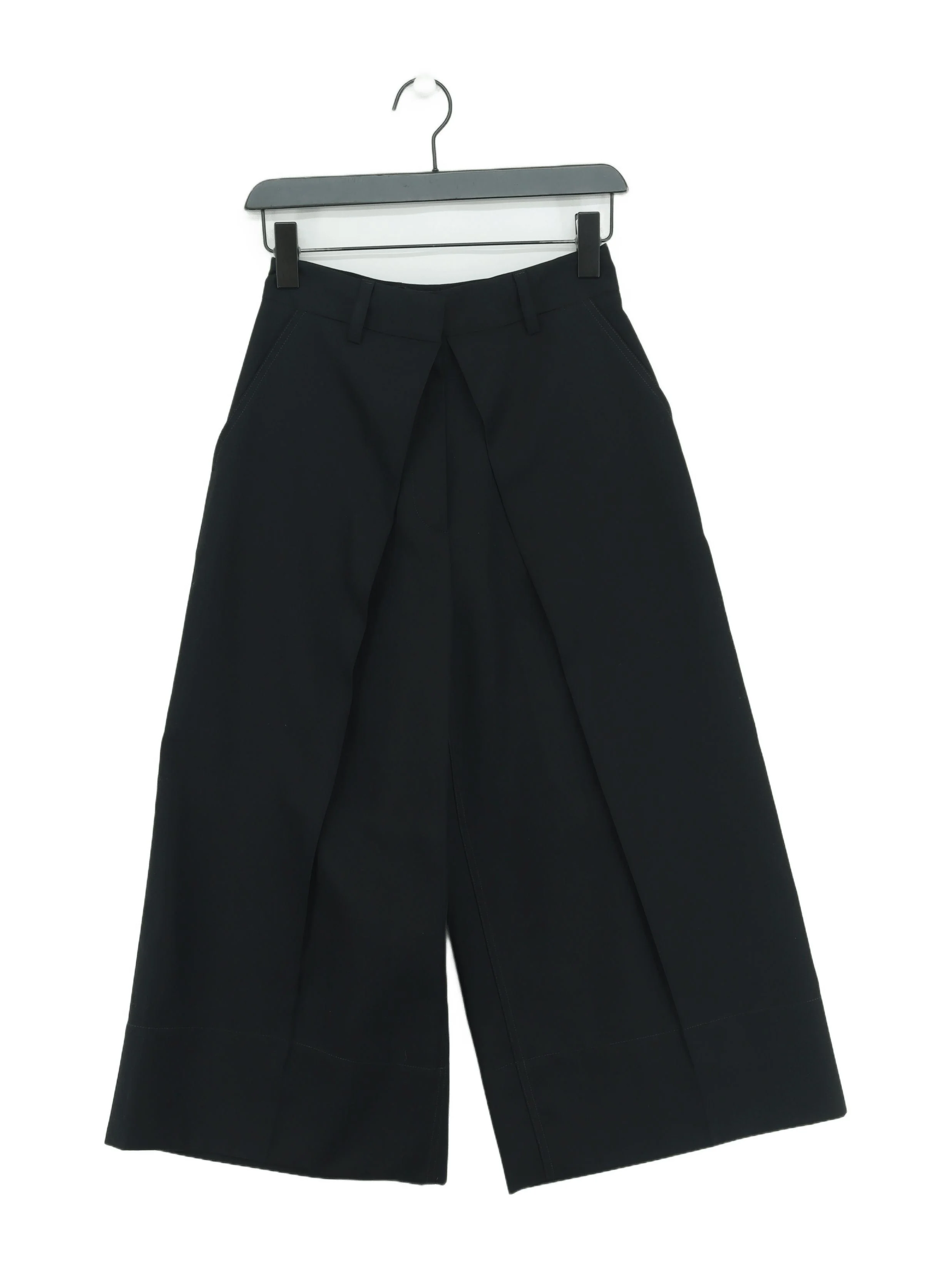 Jw Anderson Women's Trousers UK 6 Black Wool with Cotton Wide-Leg Cropped