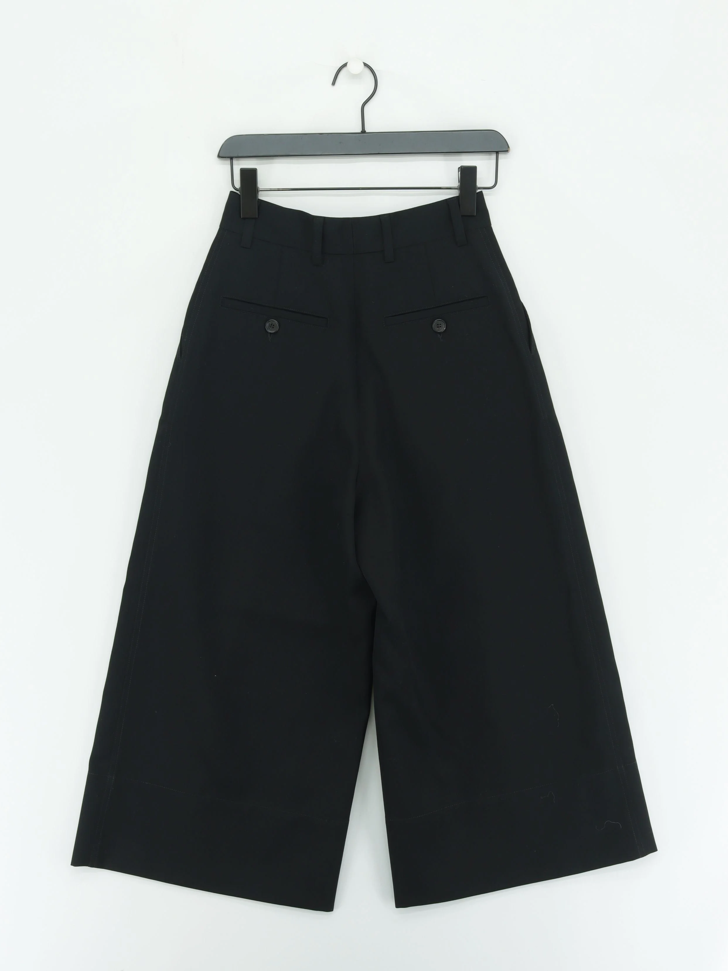 Jw Anderson Women's Trousers UK 6 Black Wool with Cotton Wide-Leg Cropped - Image 2