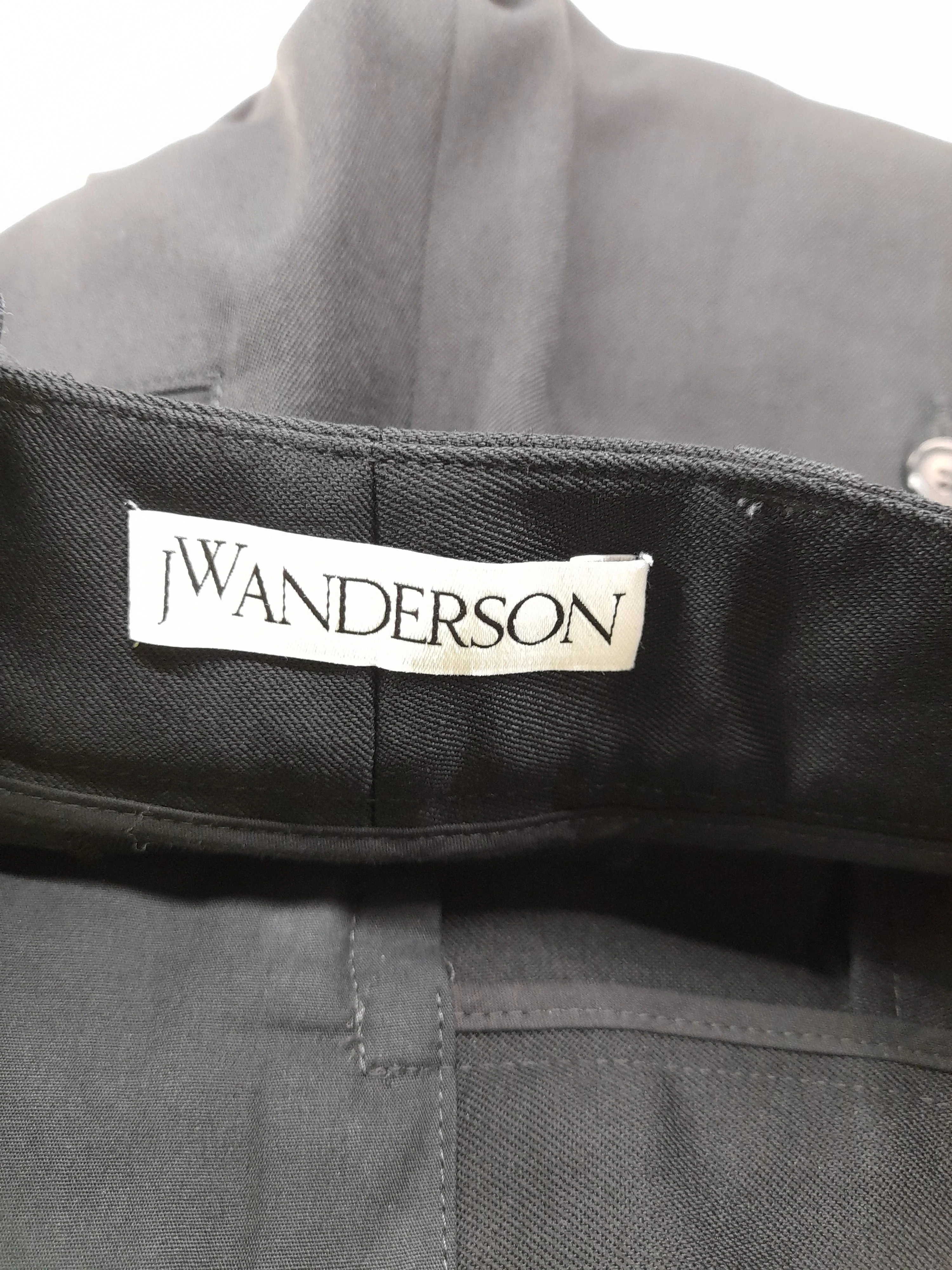 Jw Anderson Women's Trousers UK 6 Black Wool with Cotton Wide-Leg Cropped - Image 5