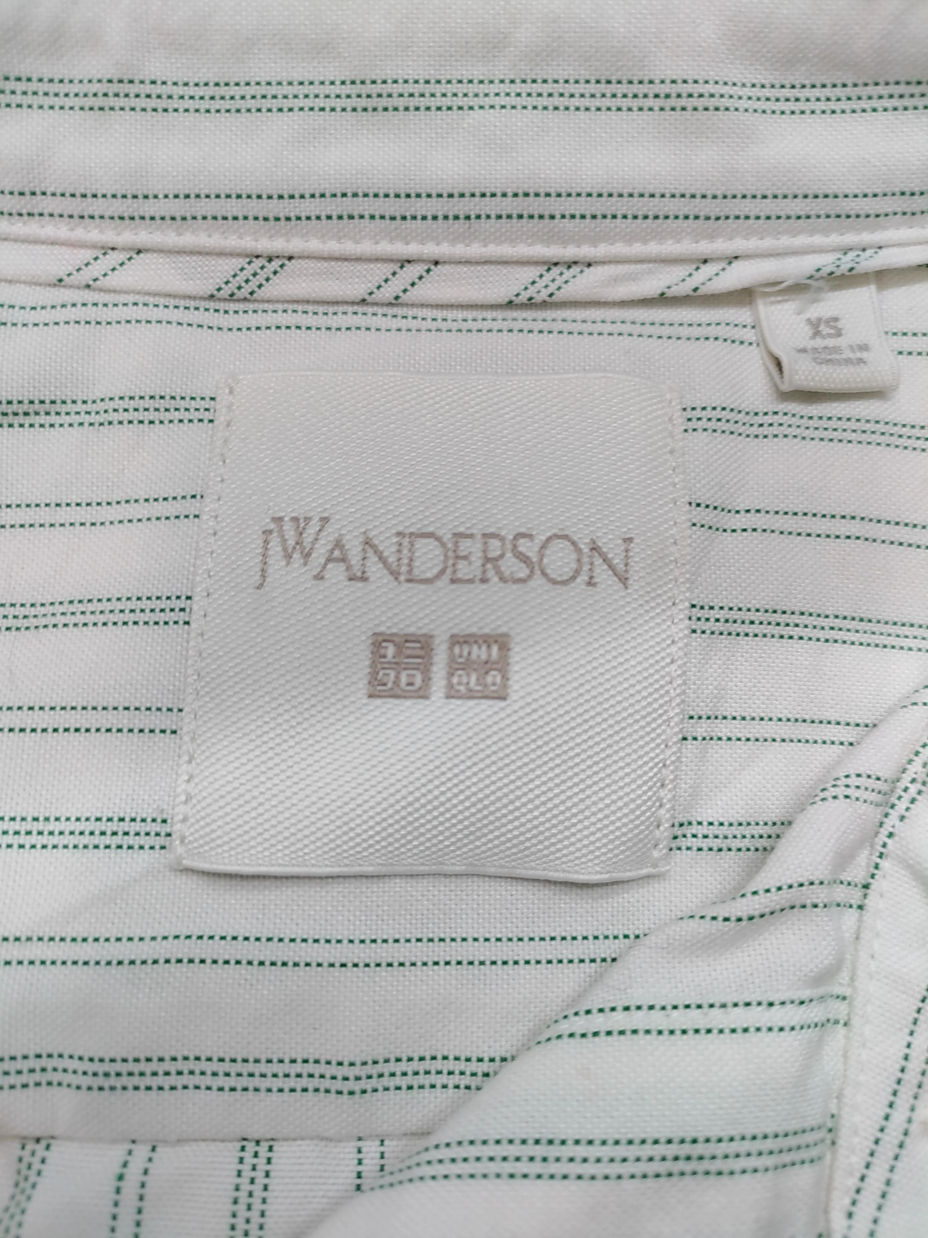 JW Anderson X Uniqlo Men's Shirt XS White Striped Cotton with Viscose Basic - Image 5