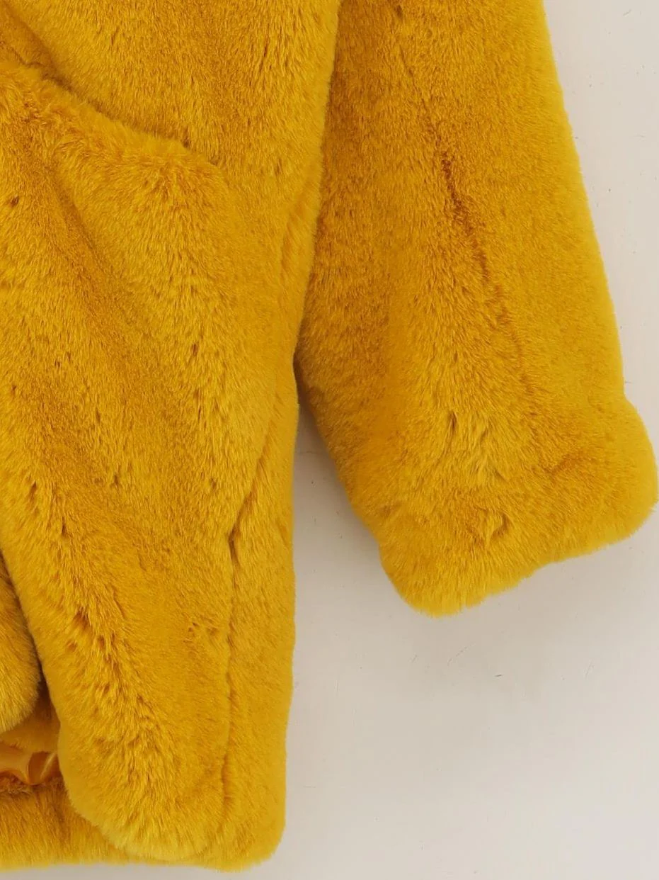 K.Zell Women's Coat S Yellow Acrylic with Polyester Puffer Jacket - Image 4